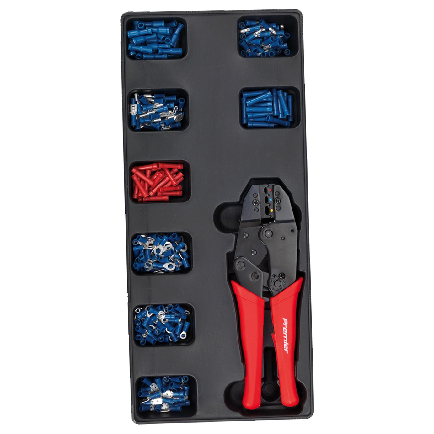 Sealey Tool Tray with Ratchet Crimper & Asstd Insulated Terminals