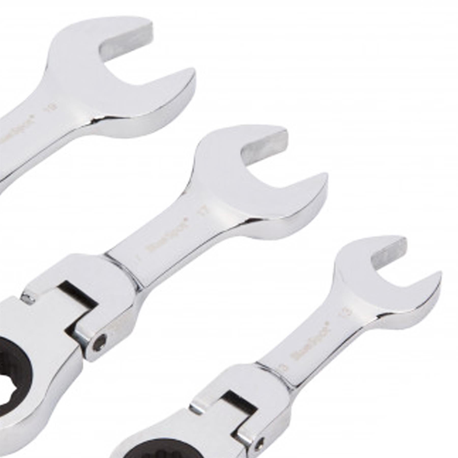 BlueSpot 5Pcs Stubby Ratchet Spanner Set Flexible Head Combination 10mm - 19mm