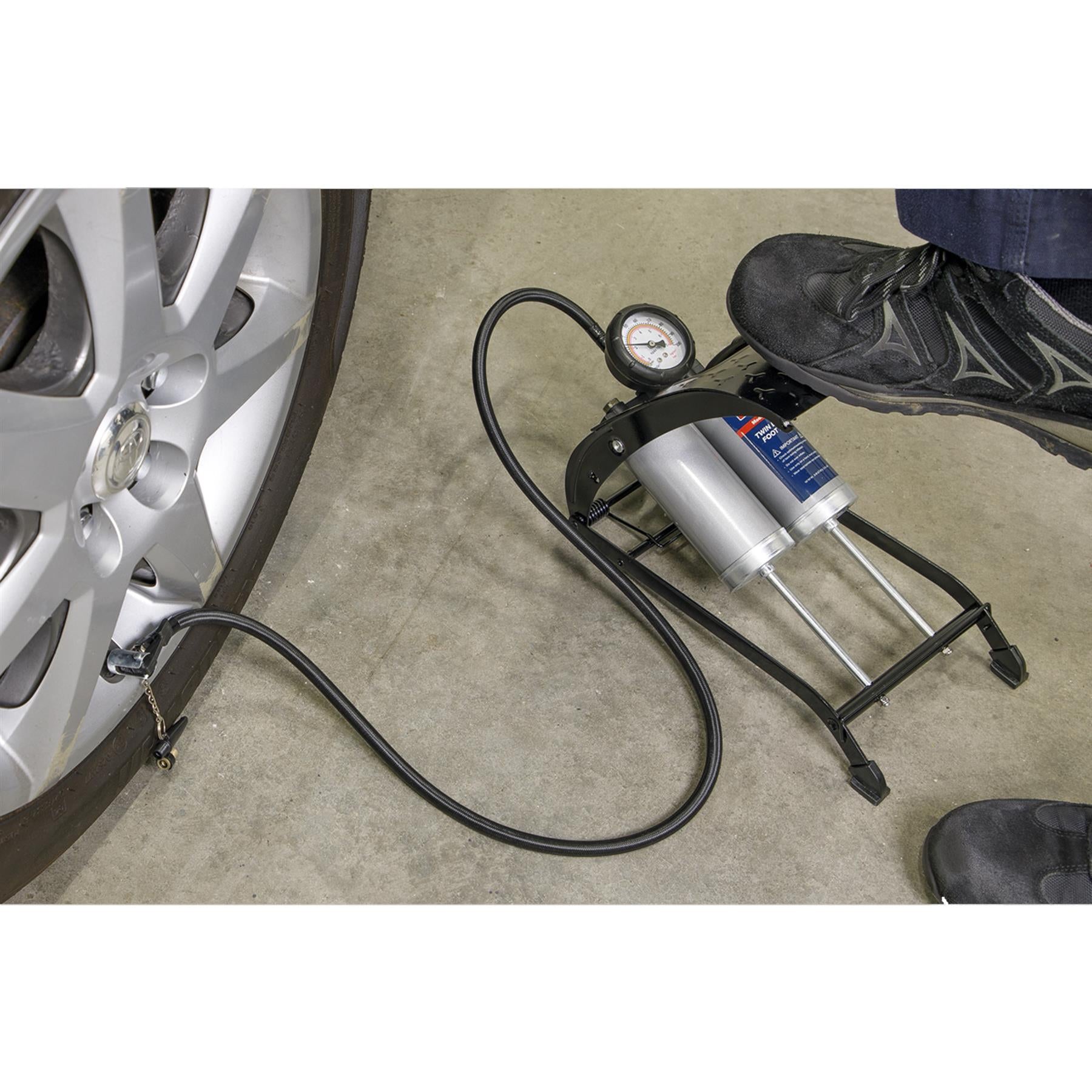 Sealey Foot Pump Twin Barrel