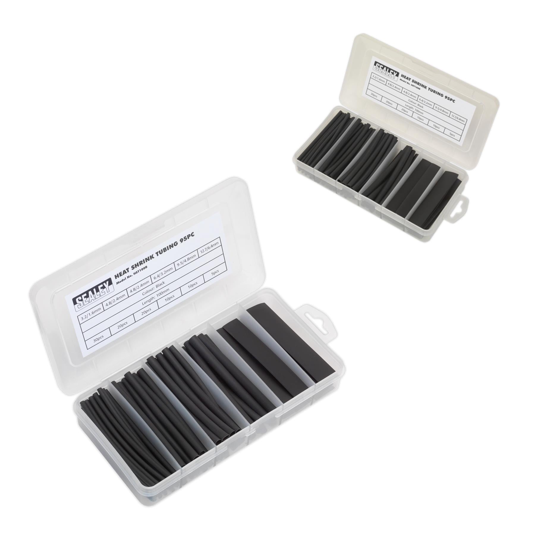 Sealey Heat Shrink Tubing Assortment 95pc 100mm Black