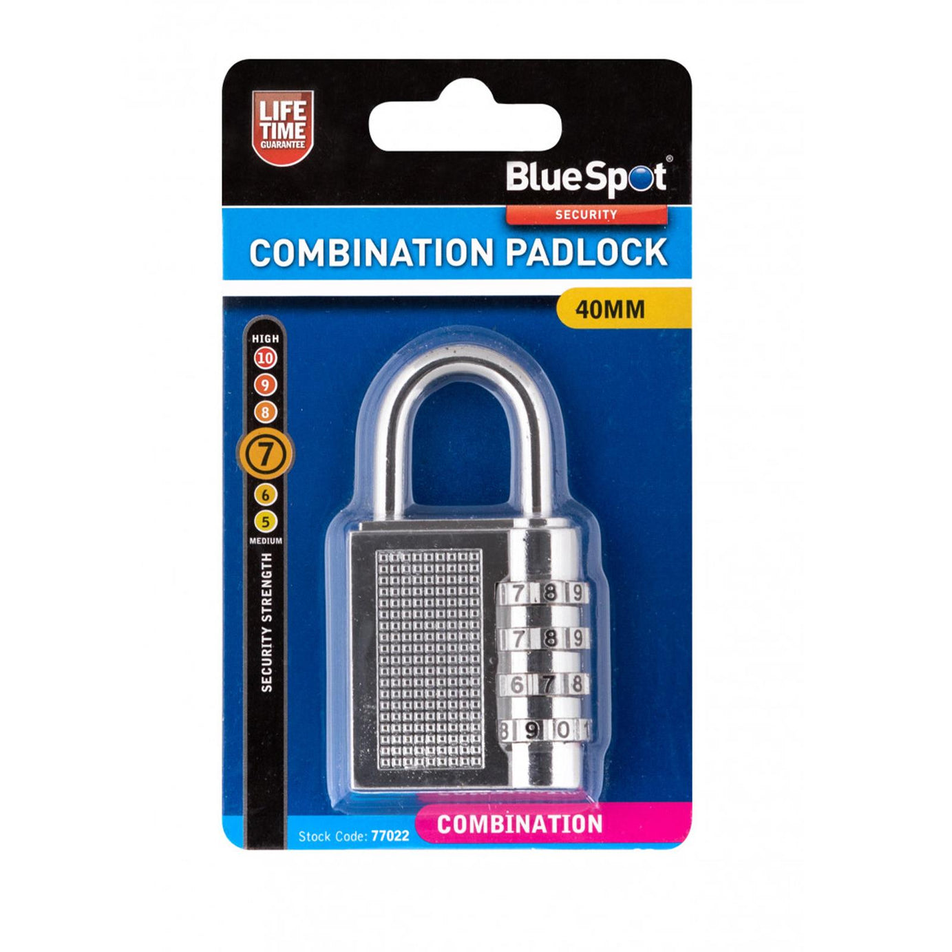 BlueSpot Combination Padlock 40mm Hardened Steel Shackle 4 Digit Lock