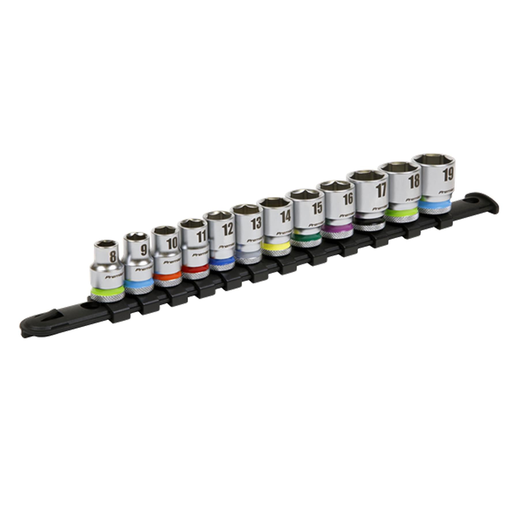 Sealey Socket Set 12pc 3/8"Sq Drive 6pt WallDrive� Metric