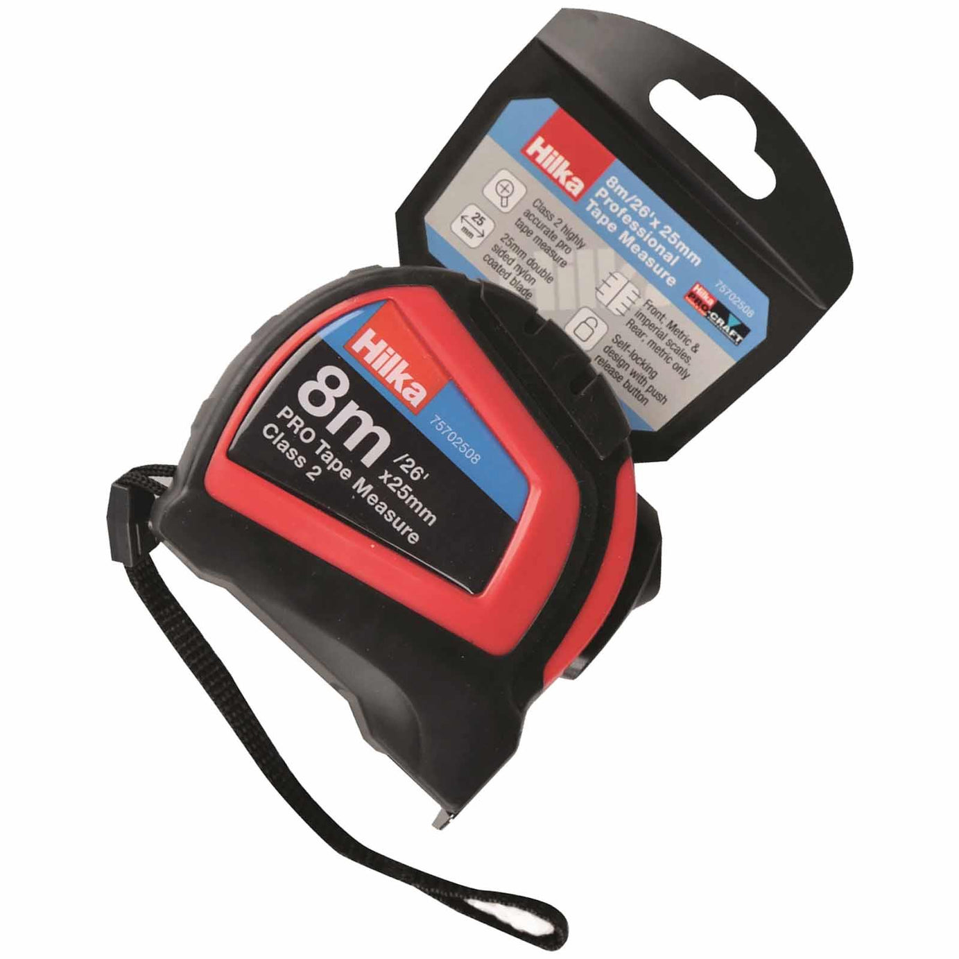 8m/26ft x 25mm Professional non-slip rubber double sided nylon coated blade Tape Measure