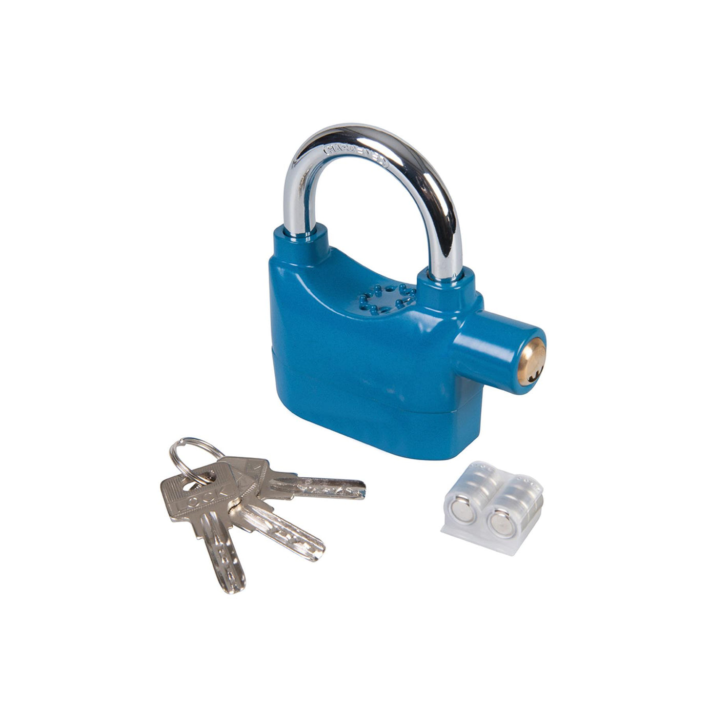 Alarm Padlock With Chrome Plated Shackle And Powder Coated Body 70mm