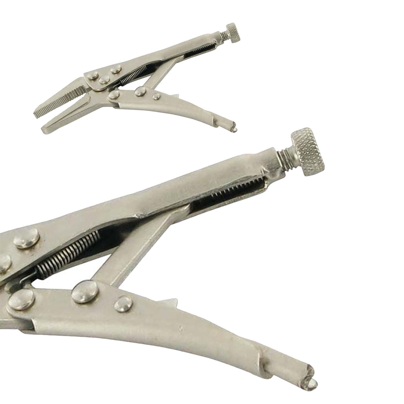 Self Locking Long Nose Pliers - 125mm Nickel-Plated Steel Adjustable Jaw Opening