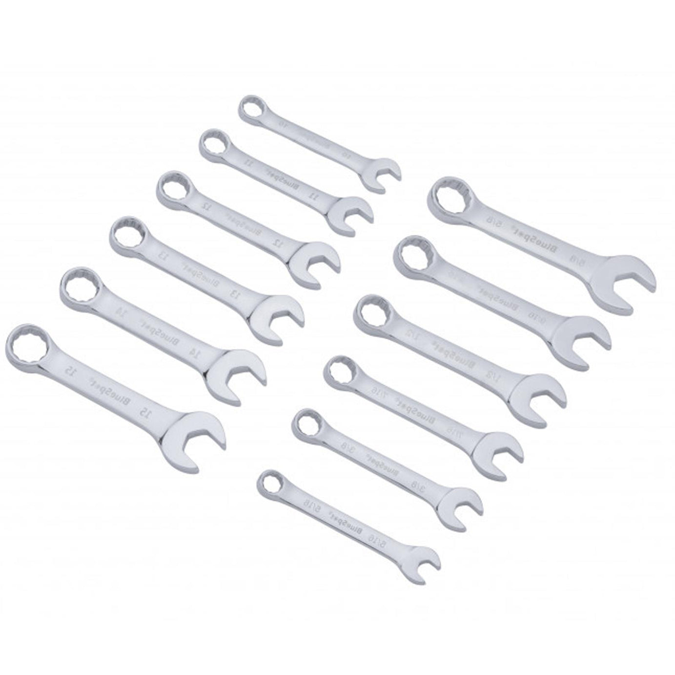 BlueSpot 32pc Assorted Spanner Set Imperial Metric Stubby Wrench 6-19mm Fully Polished