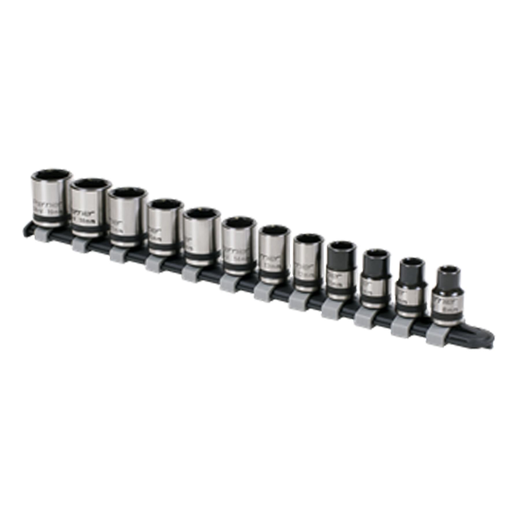 Sealey Socket Set 12pc 3/8"Sq Drive Lock-On� 6pt Metric - Black Series