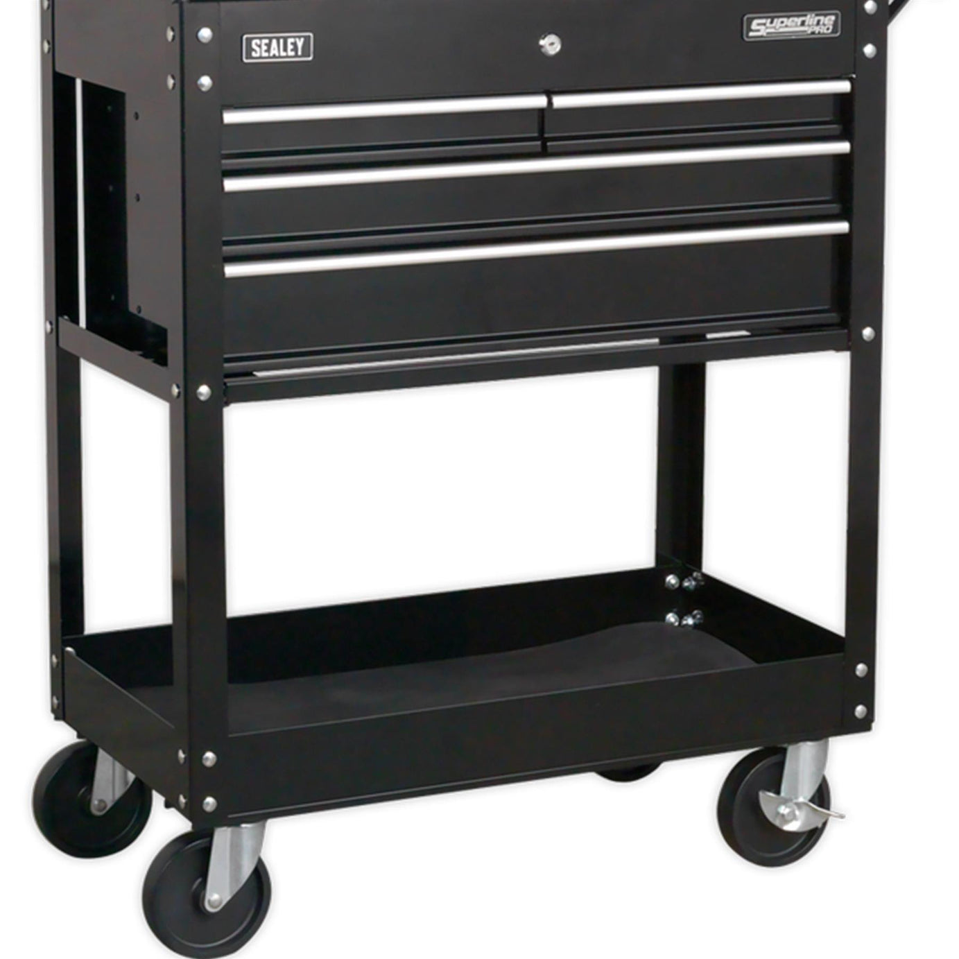 Sealey Mobile Tool/Parts Trolley 4 Drawer + Lockable Top - Black