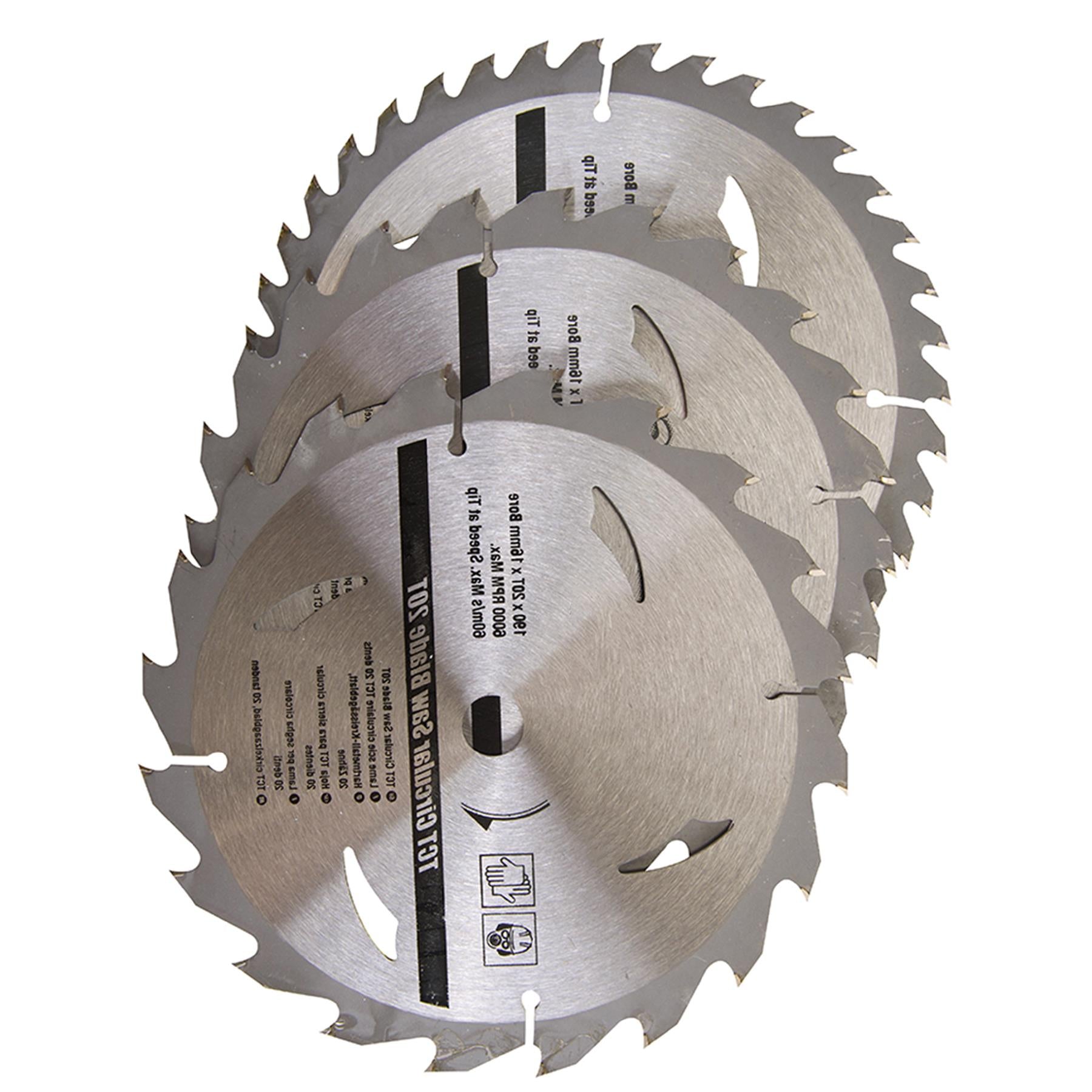 3 Piece TCT Circular Saw Blade Set 190 x 16 - No Ring