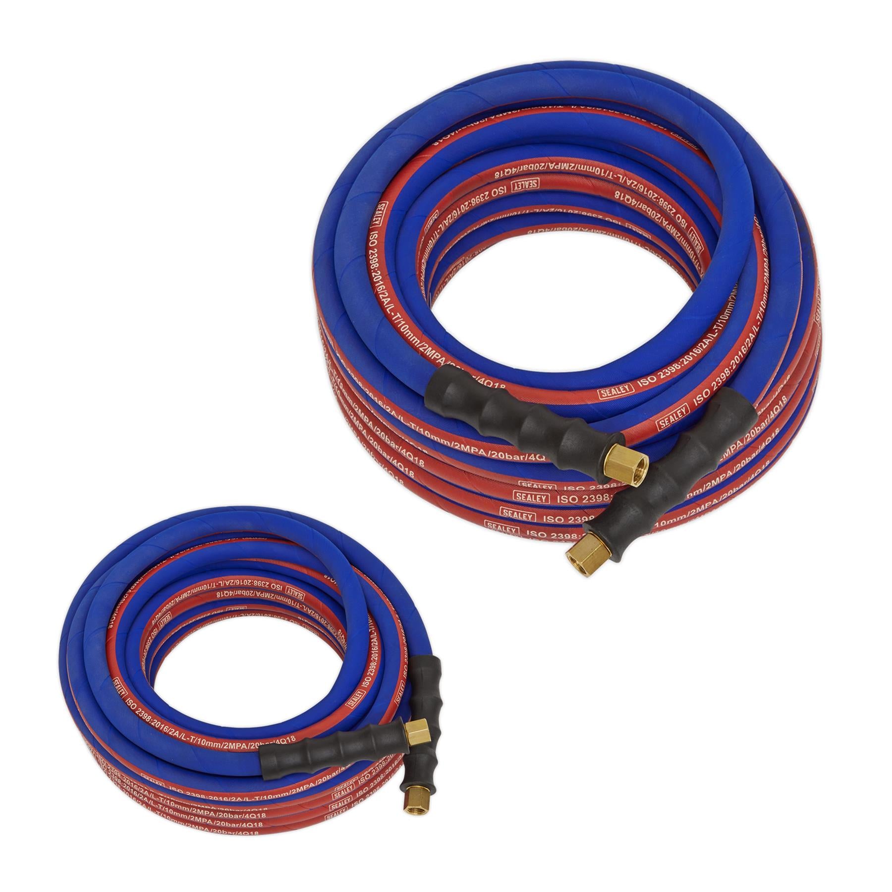 Sealey Air Compressor Hose 10m x Ø8mm with 1/4"BSP Unions Extra-Heavy-Duty