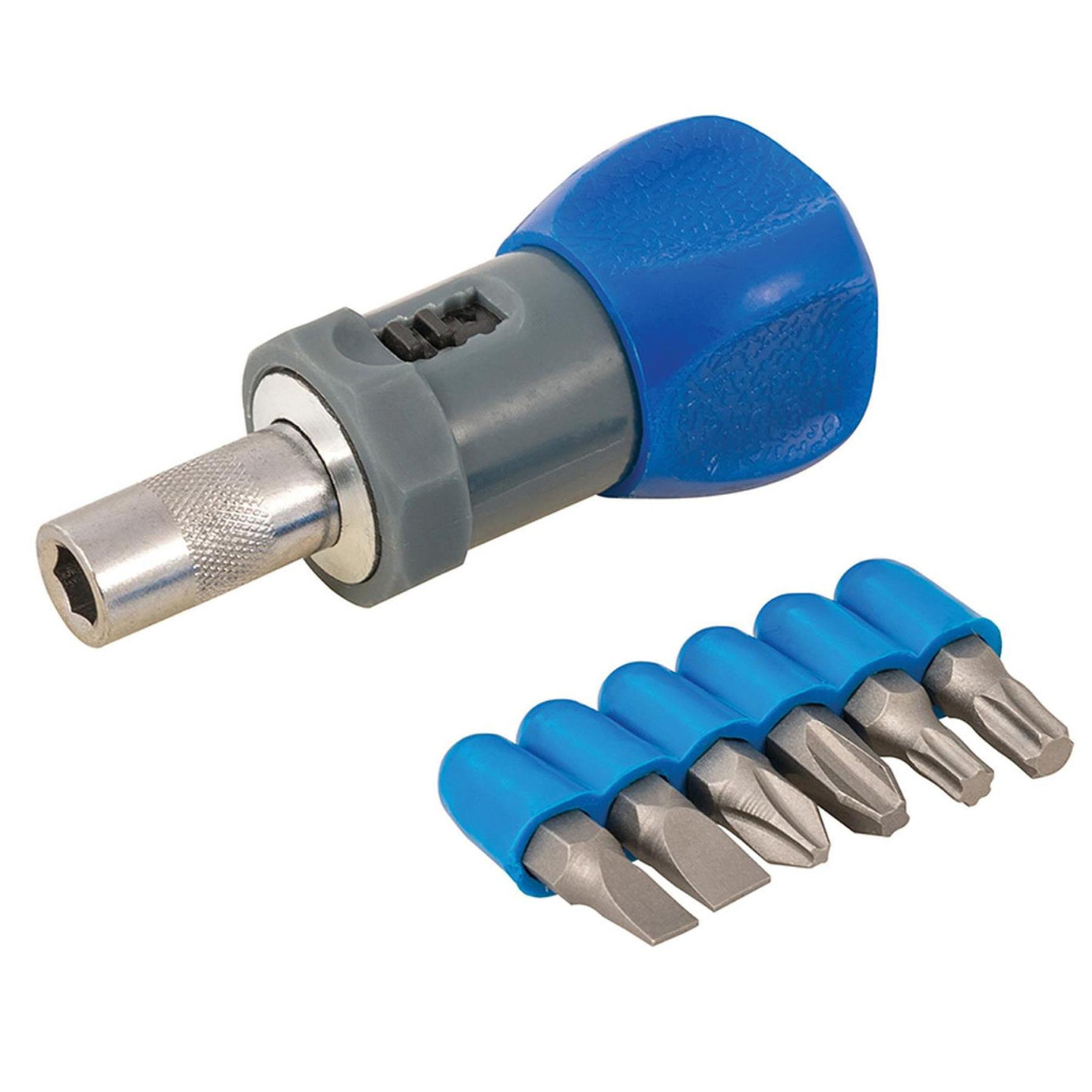 7Pce Stubby Ratchet Screwdriver Set 3-Position Action 1/4" Magnetic Socket