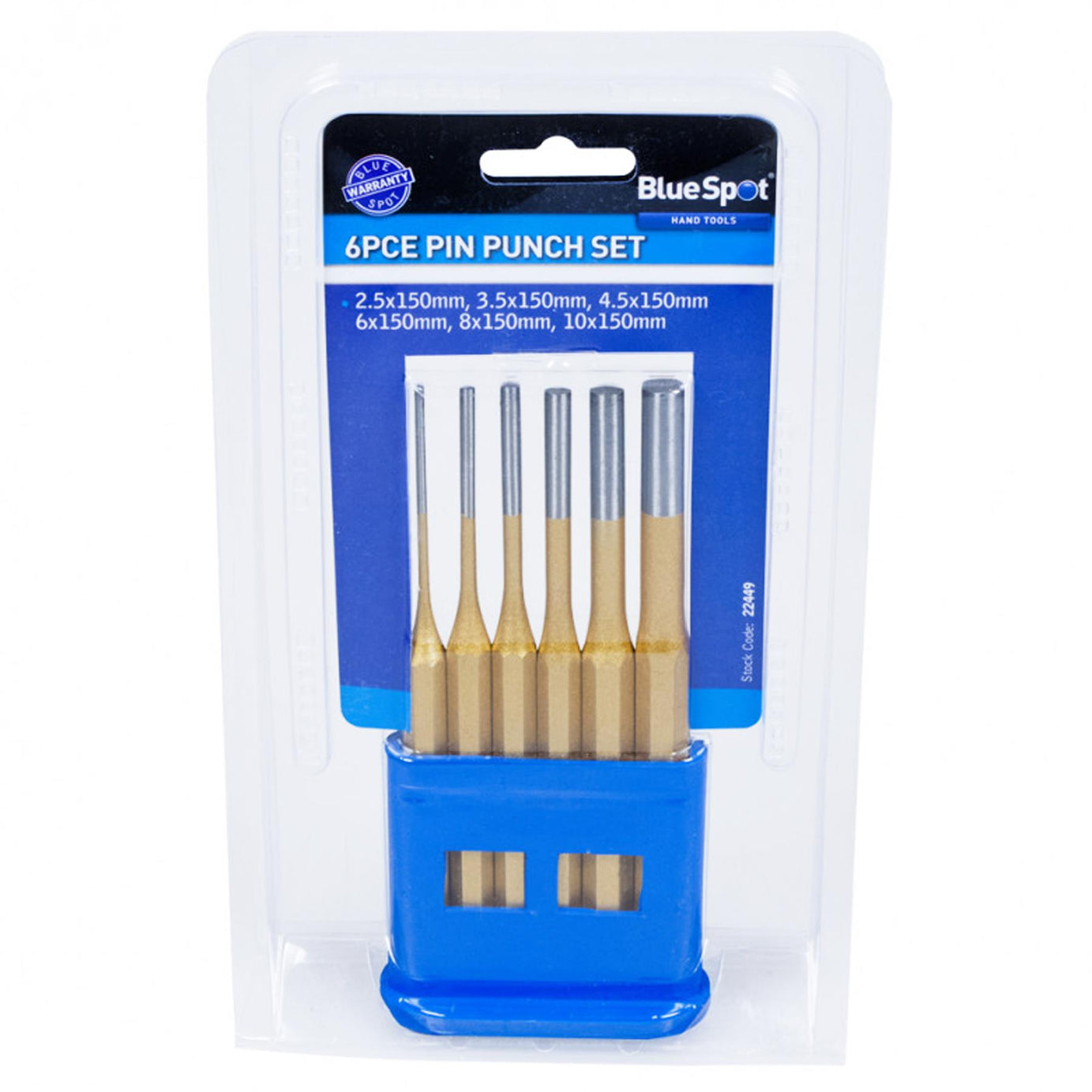 Bluespot 6 Pce Parallel Pin Punch Set Heavy Duty For Mechanics Engineers And Diy