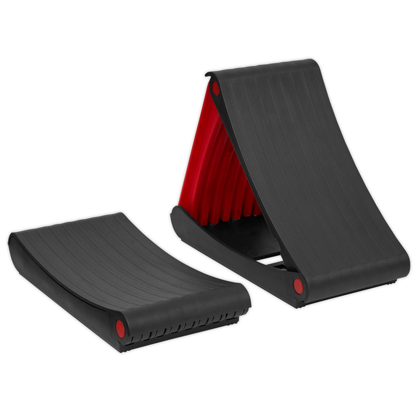 Fold Flat Wheel Chocks Pair Car Van Caravan Emergency Tyre Change Sealey