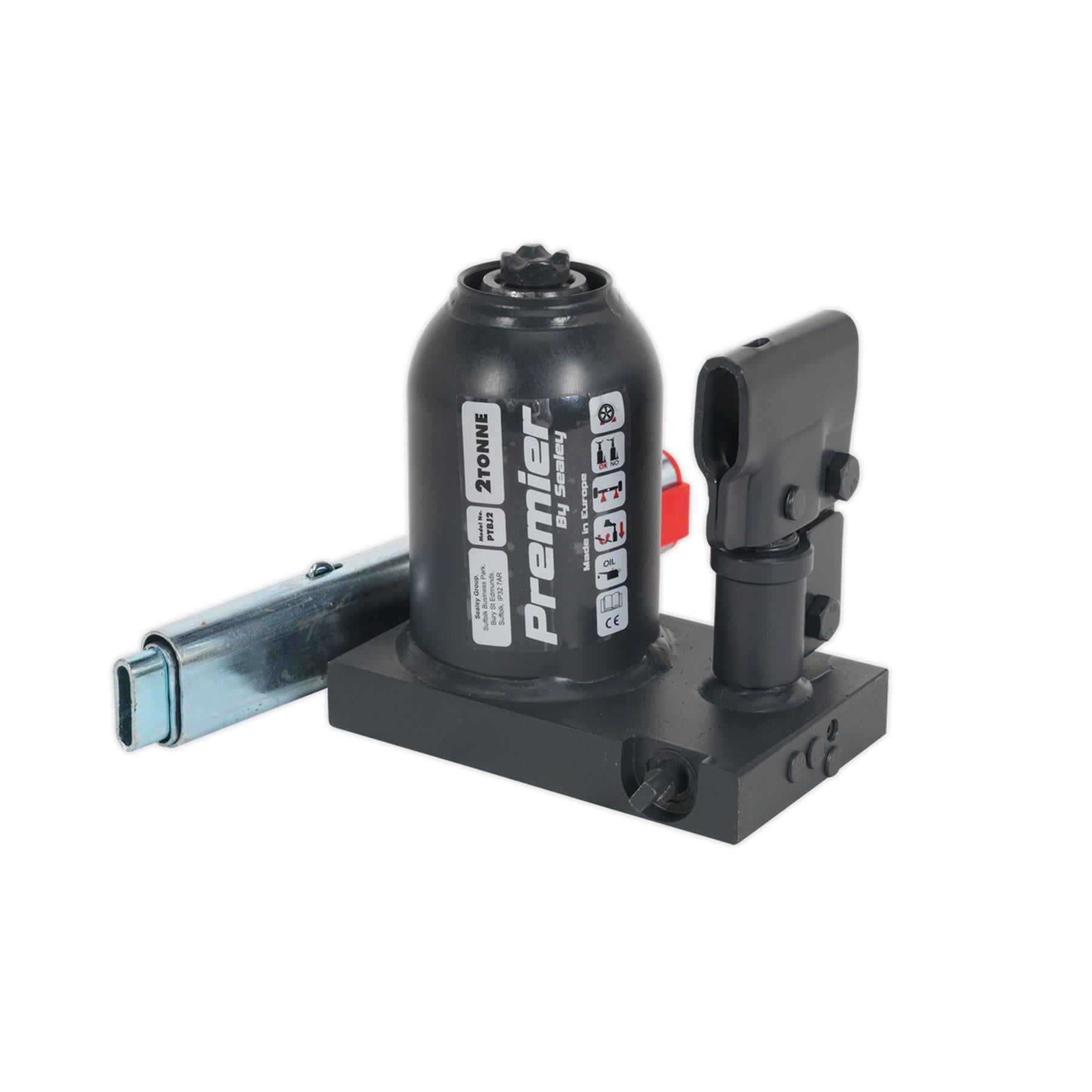 Sealey Premier Telescopic Bottle Jack 2tonne Safety Overload Valve