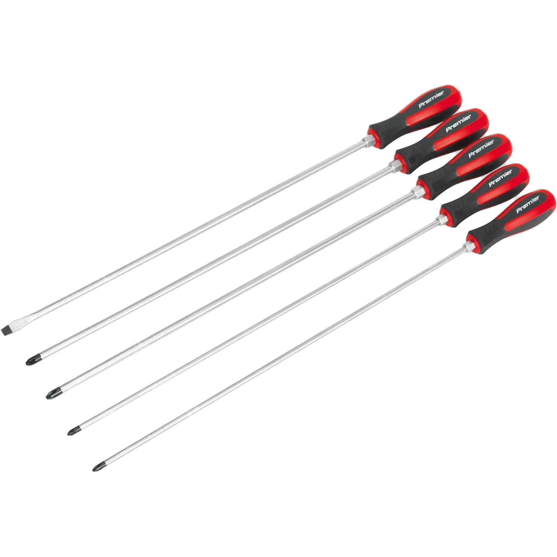 Sealey 5pc Screwdriver Set Hammer Thru Extra Long Slotted Phillips Pozi 450mm