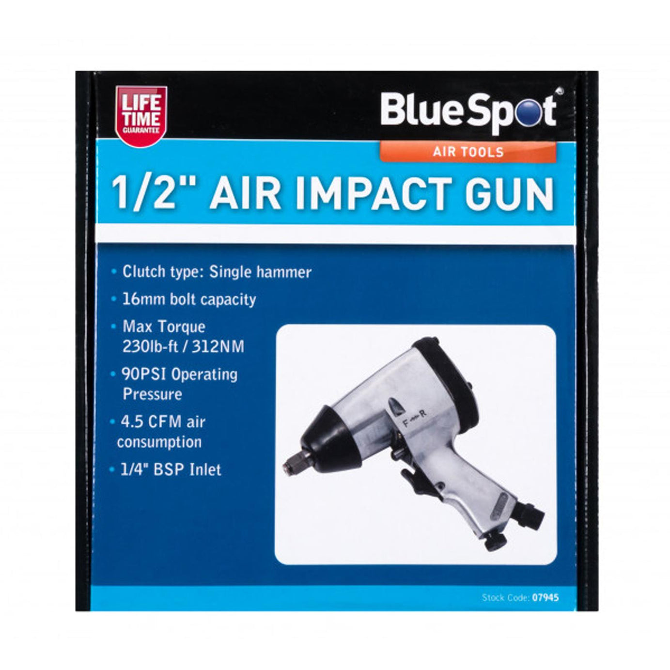 BlueSpot 1/2" Dr Drive Air Impact Wrench Gun For Sockets Compressor Tool 1/4" BSP Inlet