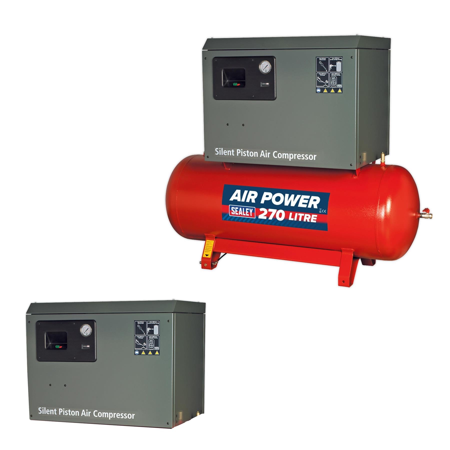 Sealey Compressor 270L Belt Drive 7.5hp 3ph 2-Stage Low Noise
