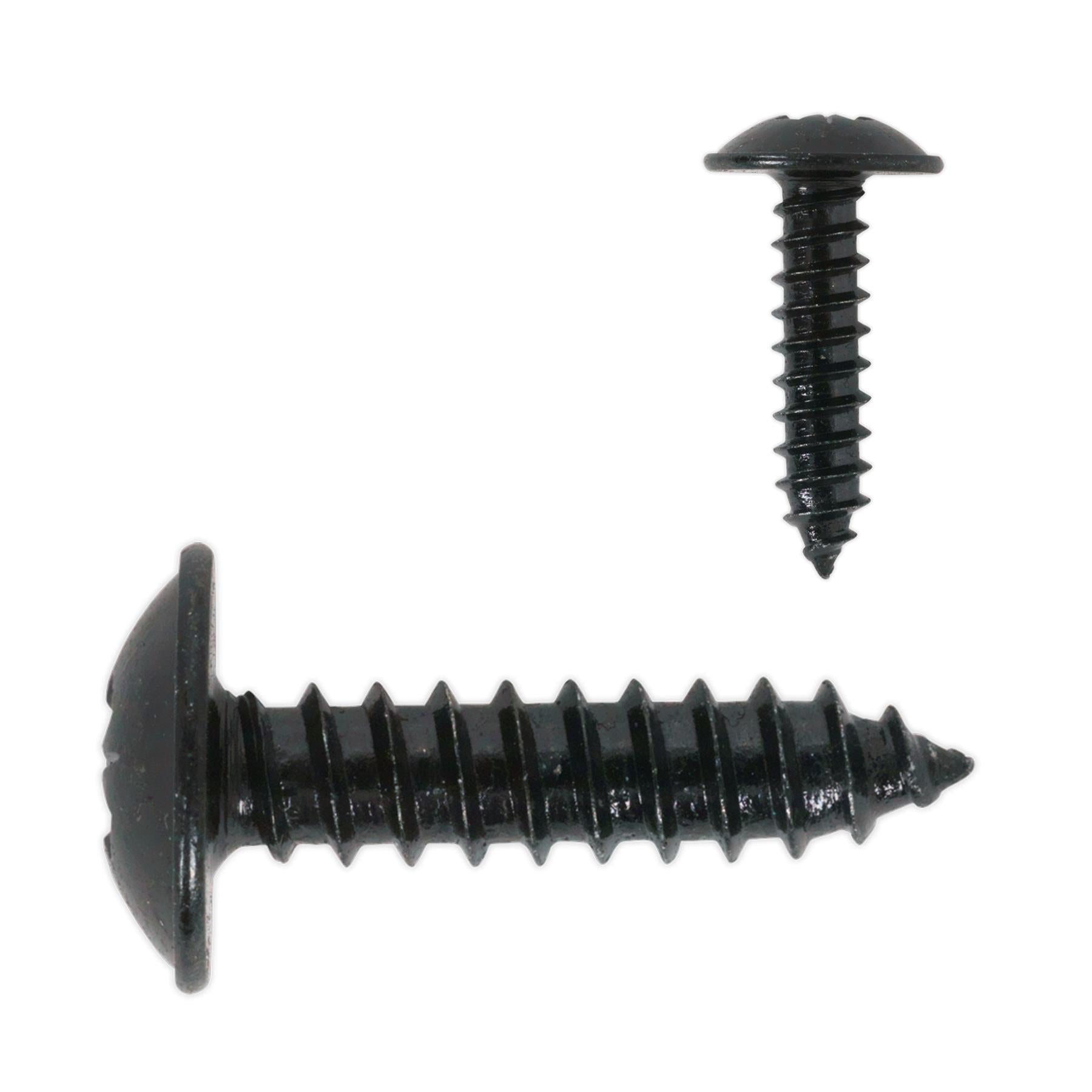 Sealey Self Tapping Screw 4.8 x 13mm Flanged Head Black Pozi Pack 100