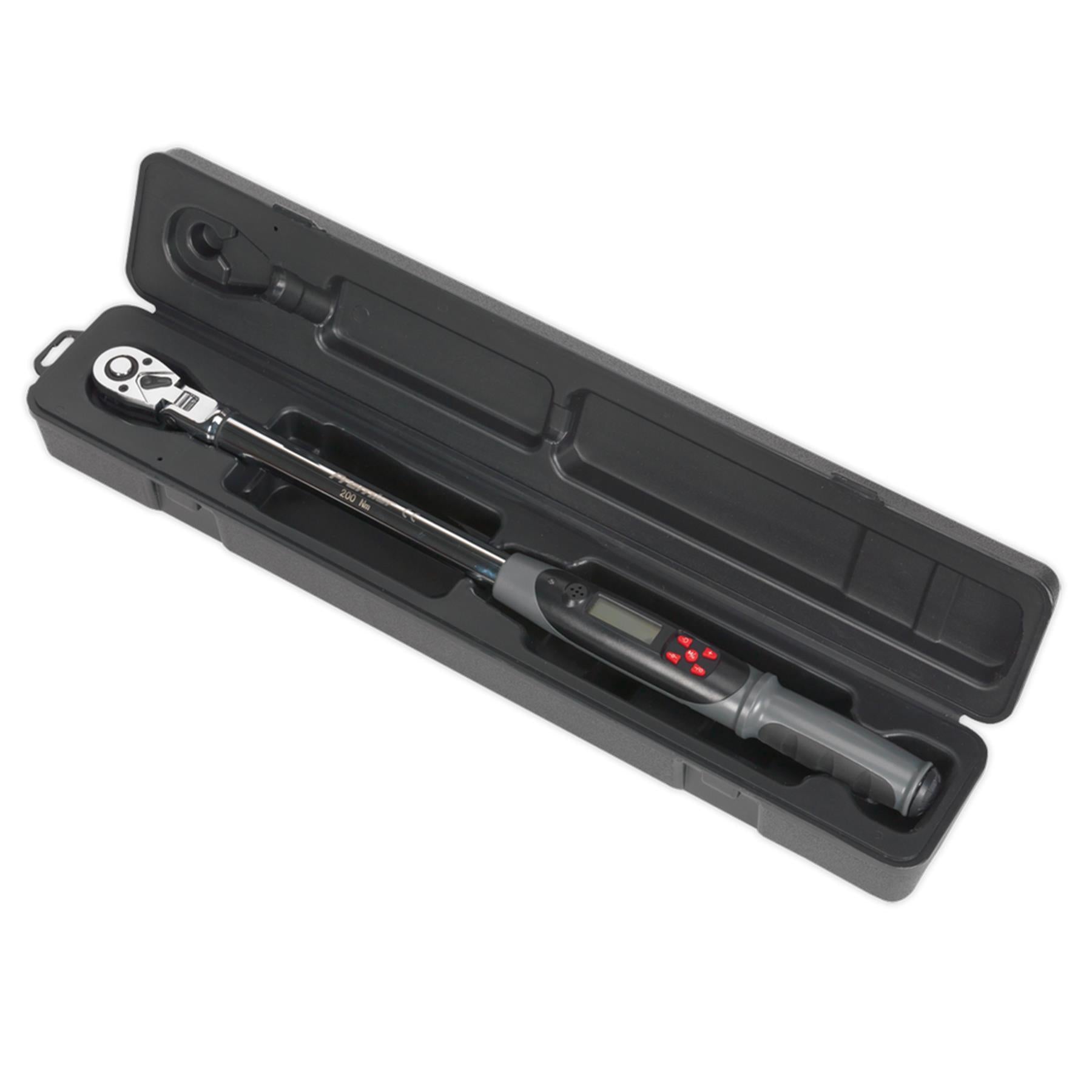 Sealey Angle Torque Wrench Flexi-Head Digital 1/2"Sq Drive 20-200Nm
