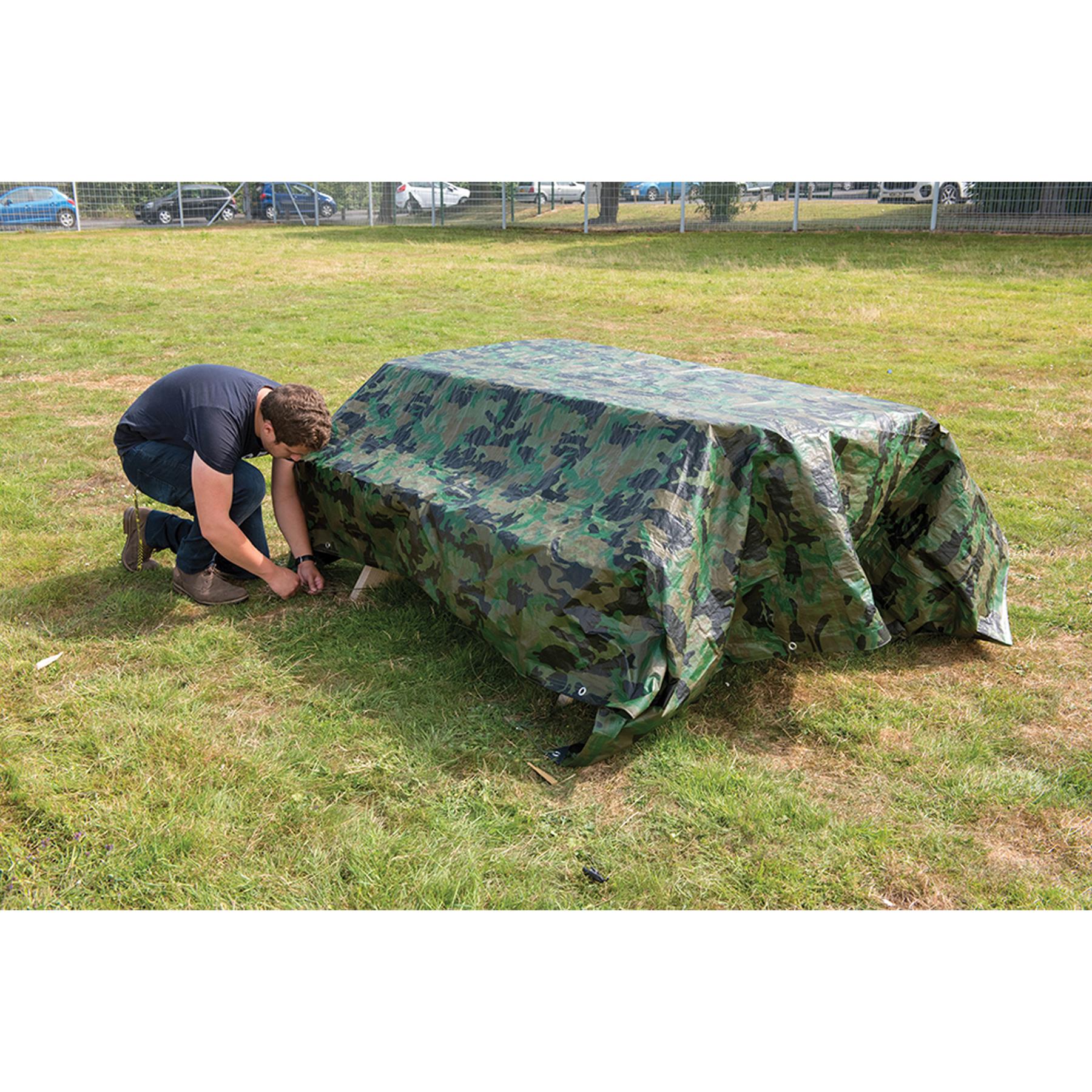 Camouflage Tarpaulin With Laminated Basket Weave & Uv Filter-Treated 2.4 X 3M