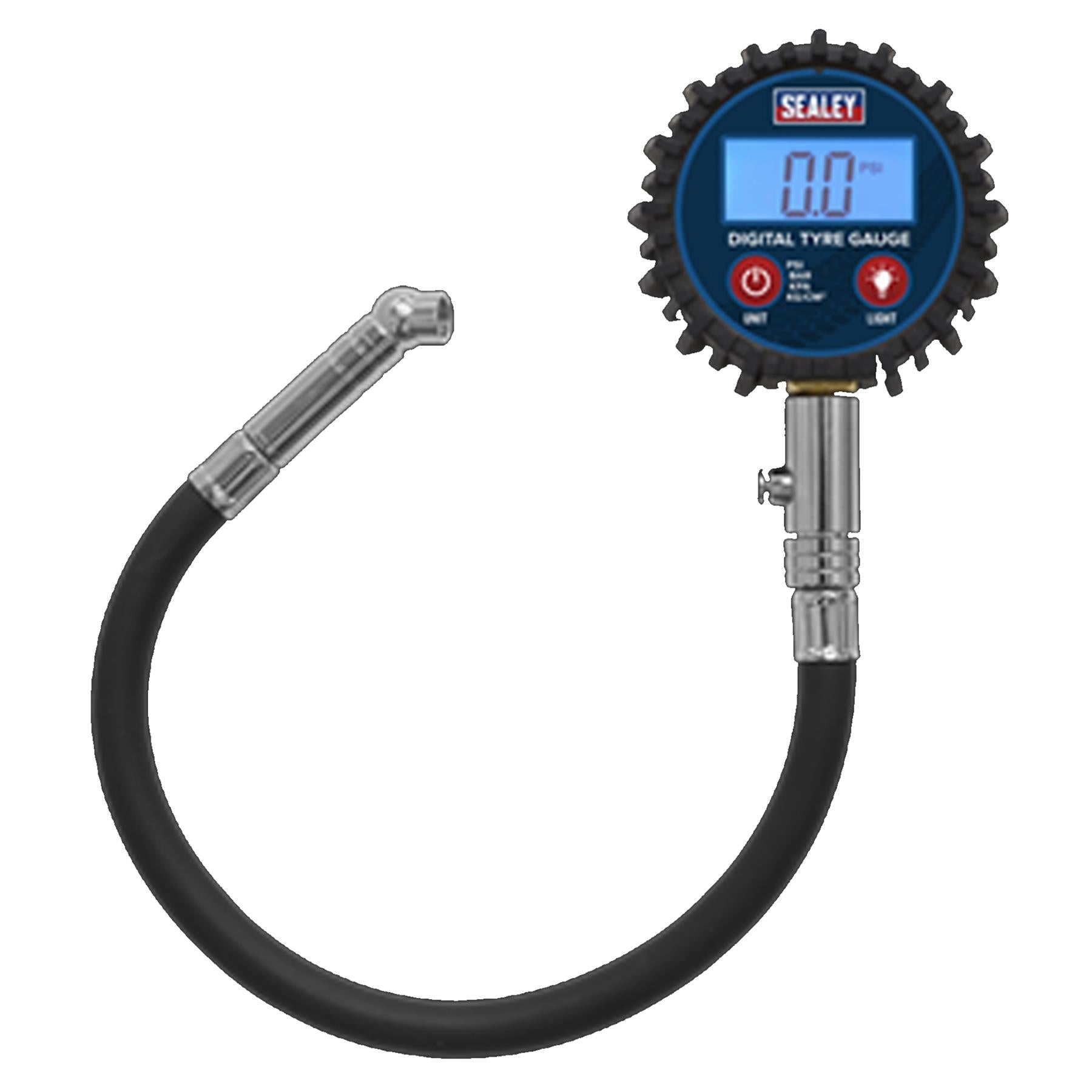 Sealey Digital Tyre Pressure Gauge with Push-On Connector