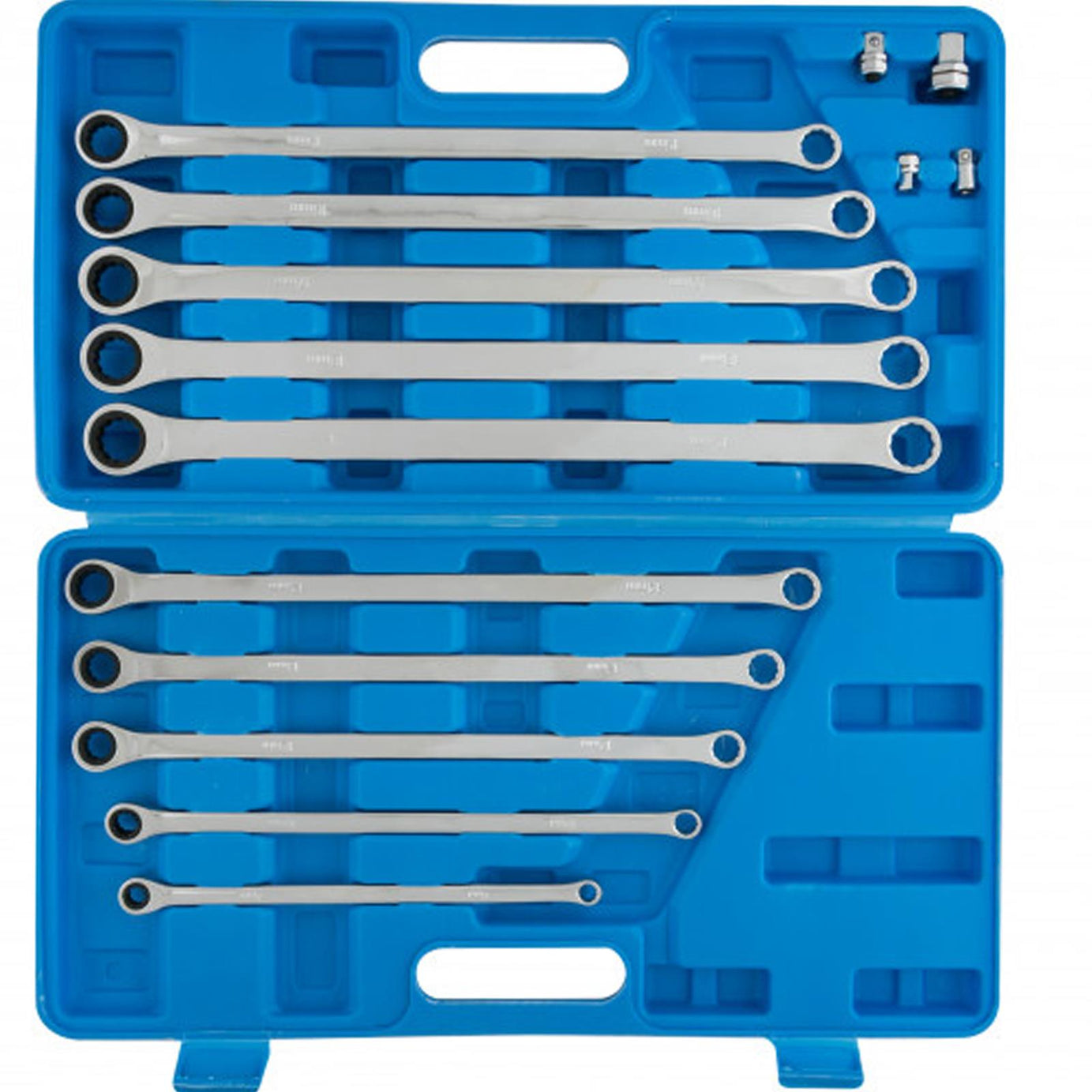 BlueSpot 10Pcs Extra Long Ratchet Spanner and Adaptor Set Double End Ring