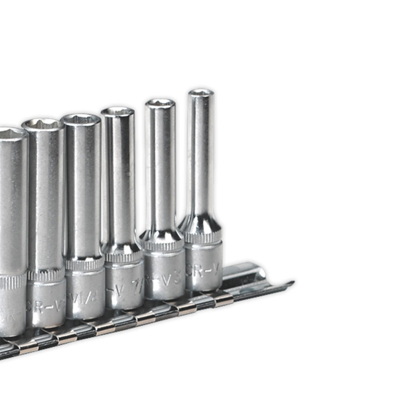 Sealey Socket Set 9pc 1/4"Sq Drive 6pt Deep WallDrive Imperial