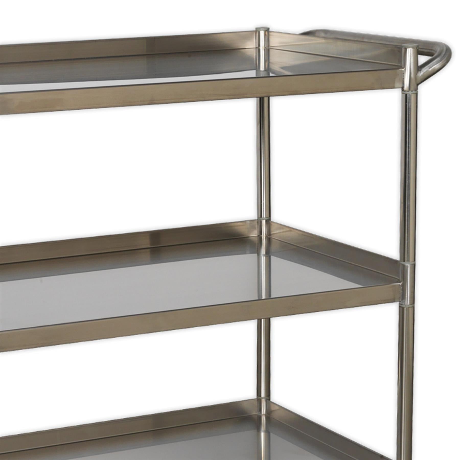Sealey Workshop Trolley 3-Level Stainless Steel  30kg capacity shelves.