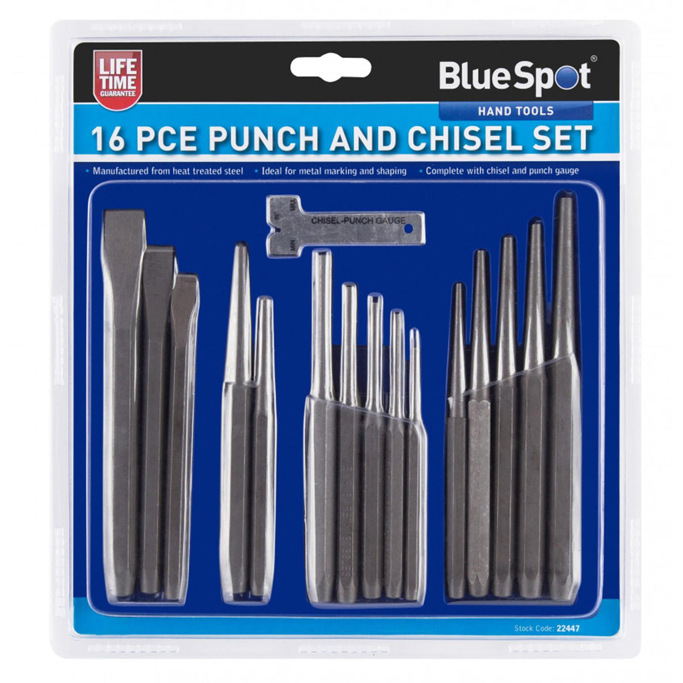 BlueSpot 16Pce Punch and Chisel Set Center Pin Punch Alloy Steel Chisel Lifetime Guarantee