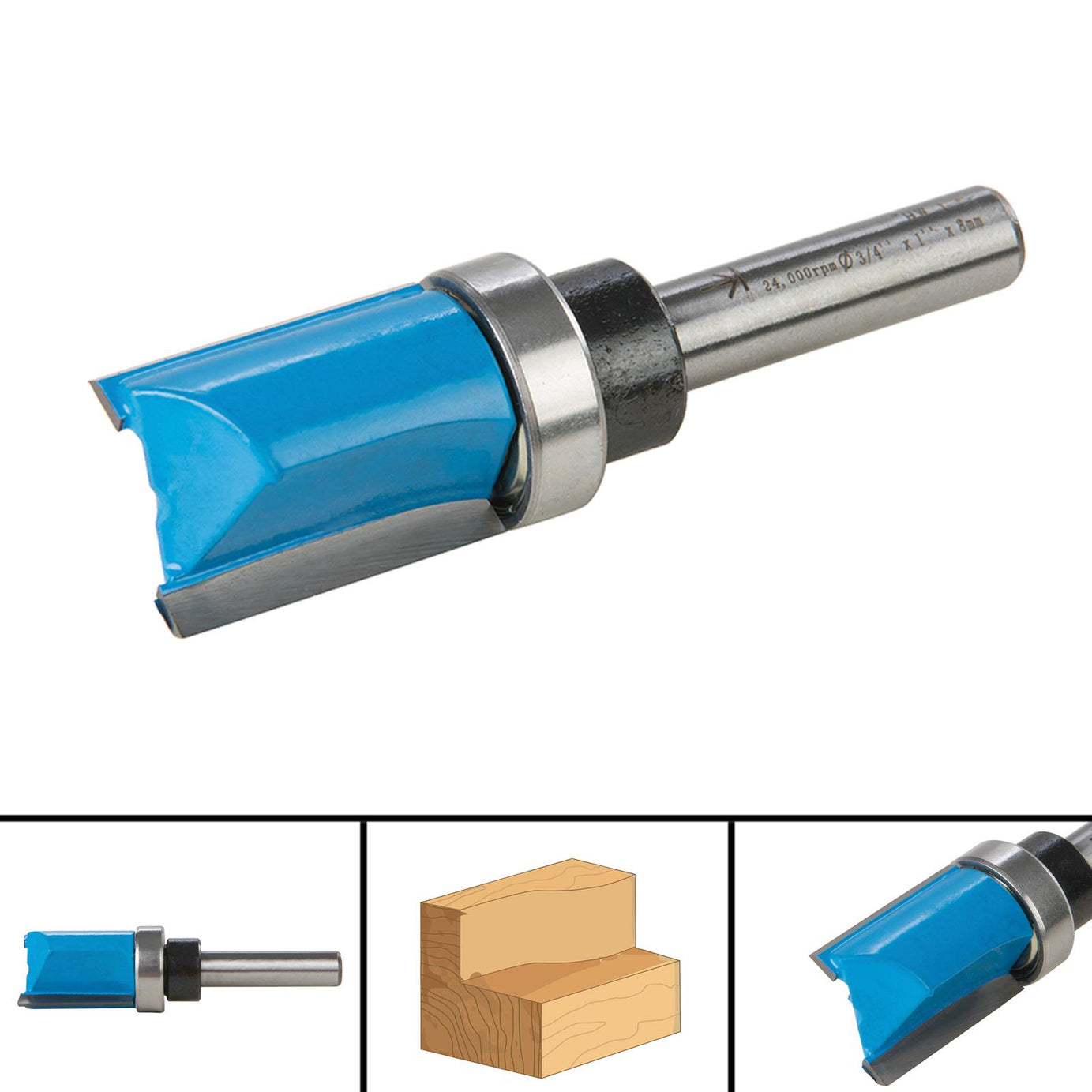8mm Template Cuttes Router Bit TCT Twin Fluted Kitchen 3/4" X 1" X 3/4