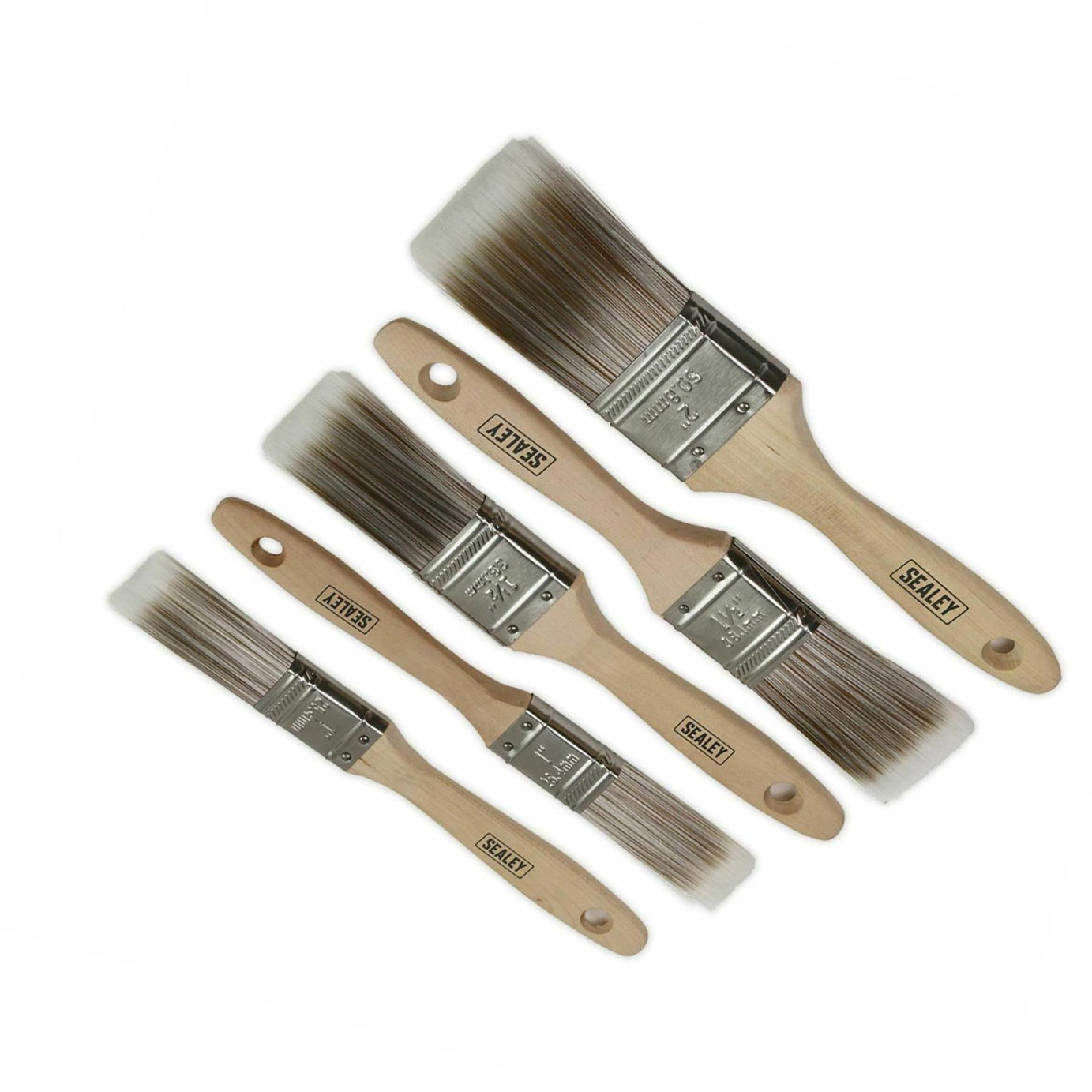 Sealey Wooden Handle Paint Brush Set 5pc