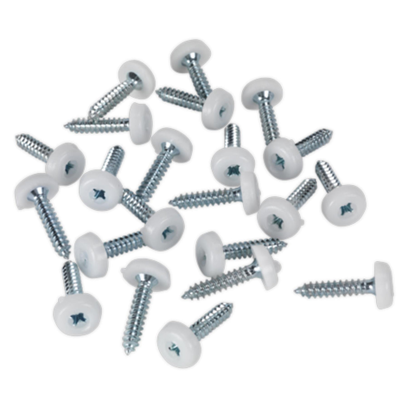 Sealey Numberplate Screw Plastic Head 4.8 x 24mm White Pack of 50