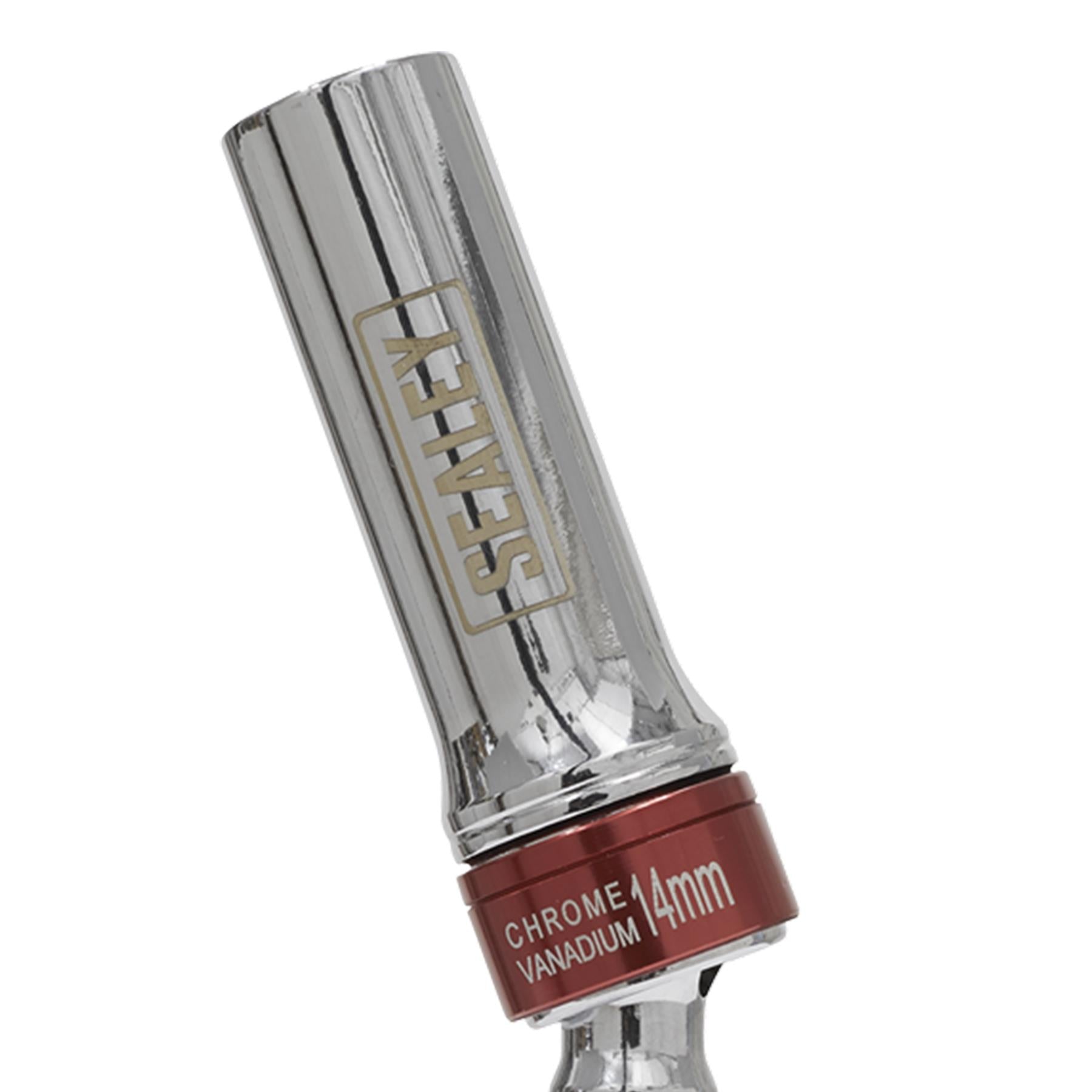 Sealey Spark Plug Socket with UJ 14mm 3/8"Sq Drive 12-Point 150mm