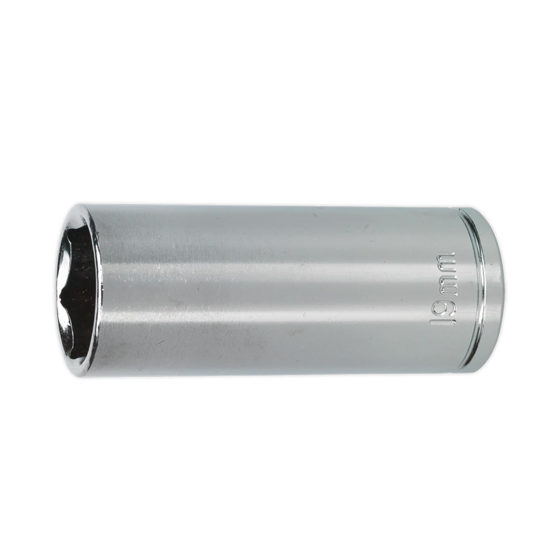 Sealey WallDrive Socket 19mm Deep 3/8"Sq Drive  Carbon Steel