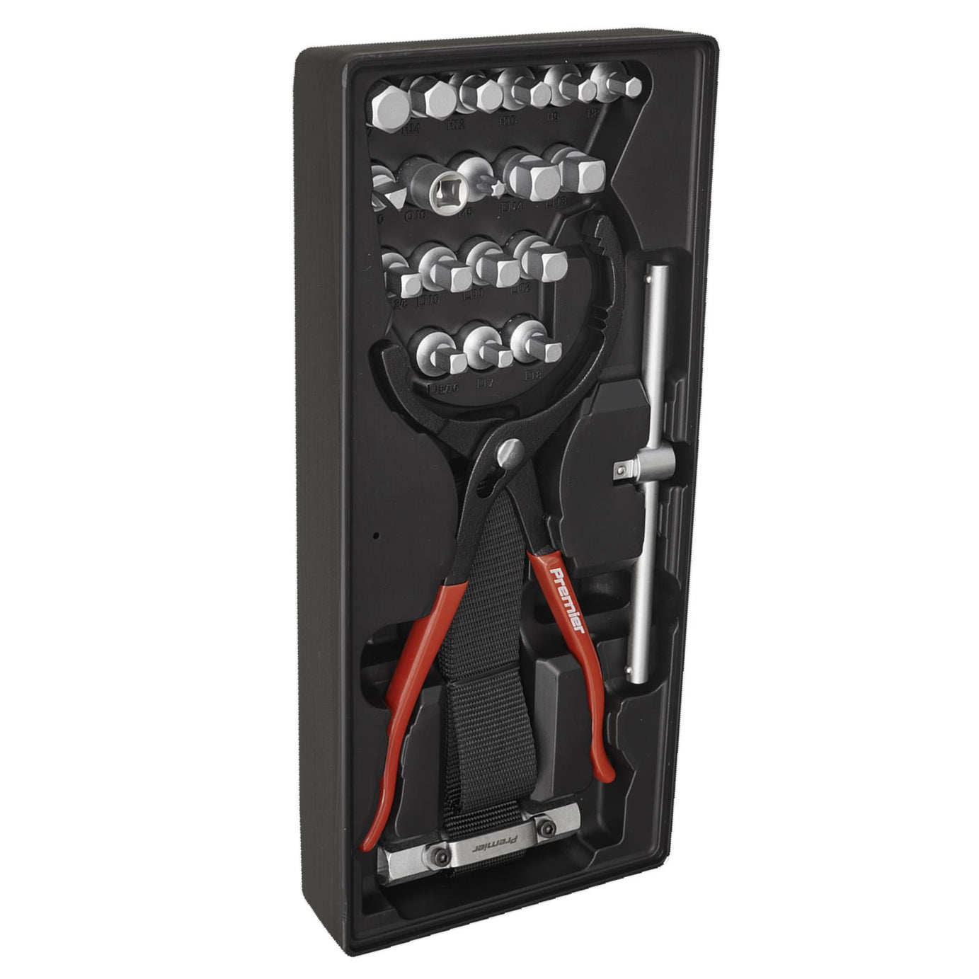 Sealey Tool Tray with Oil Filter Wrench, Pliers & Drain Plug Set 21pc