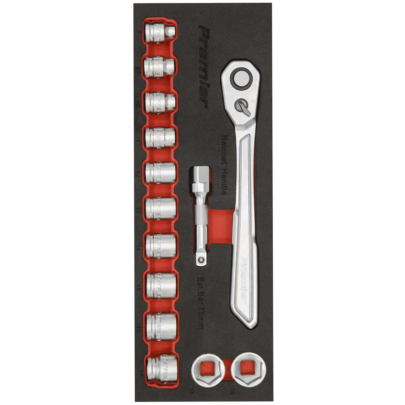 Sealey Low Profile Socket Set 14pc 3/8"Sq Drive Metric - Platinum