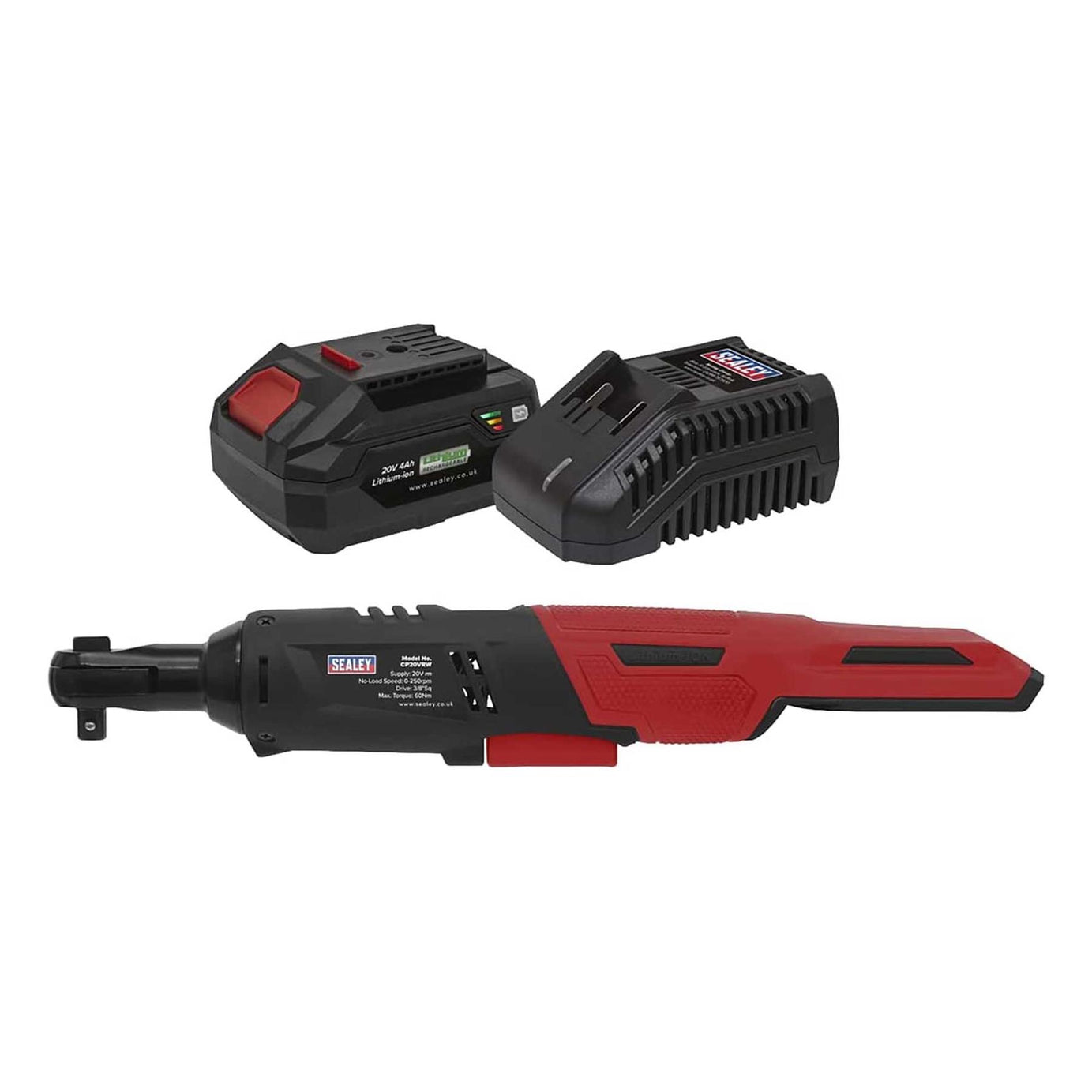 Sealey Cordless Ratchet Wrench Kit  3/8"Sq Drive 60Nm 20V 4Ah SV20 Series