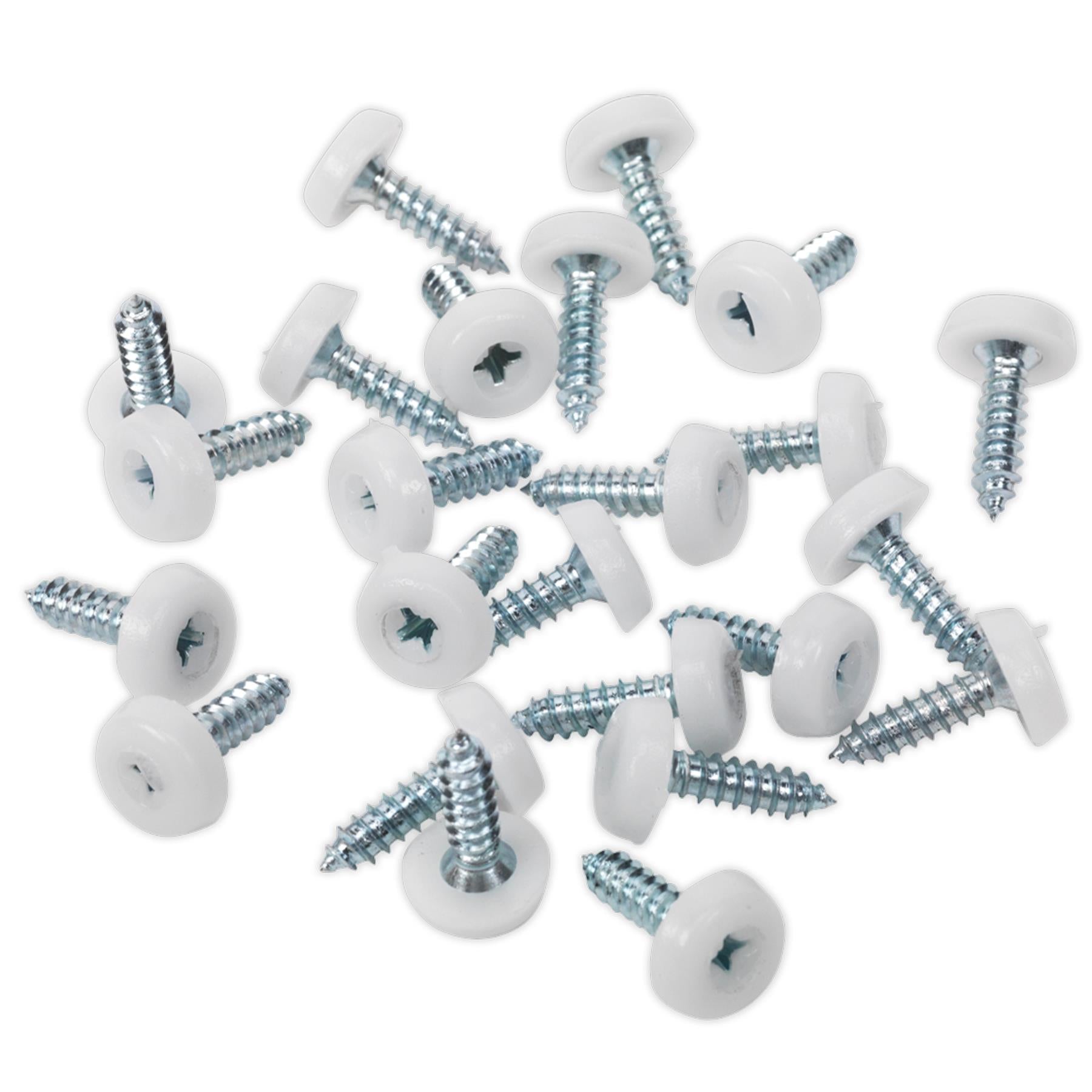 Sealey Numberplate Screw Plastic Head 4.8 x 18mm White Pack of 50