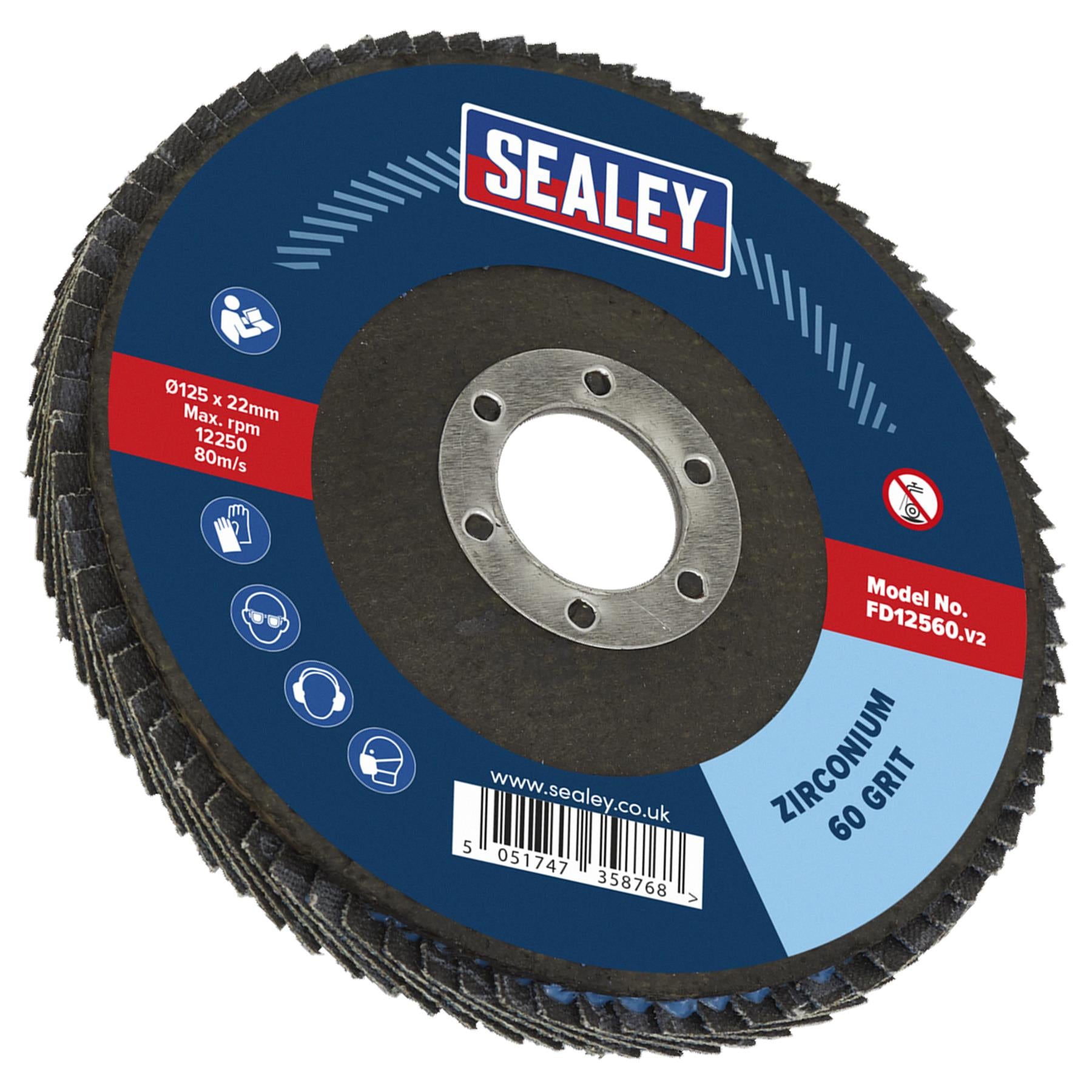 Sealey Flap Disc Zirconium �125mm �22mm Bore 60Grit