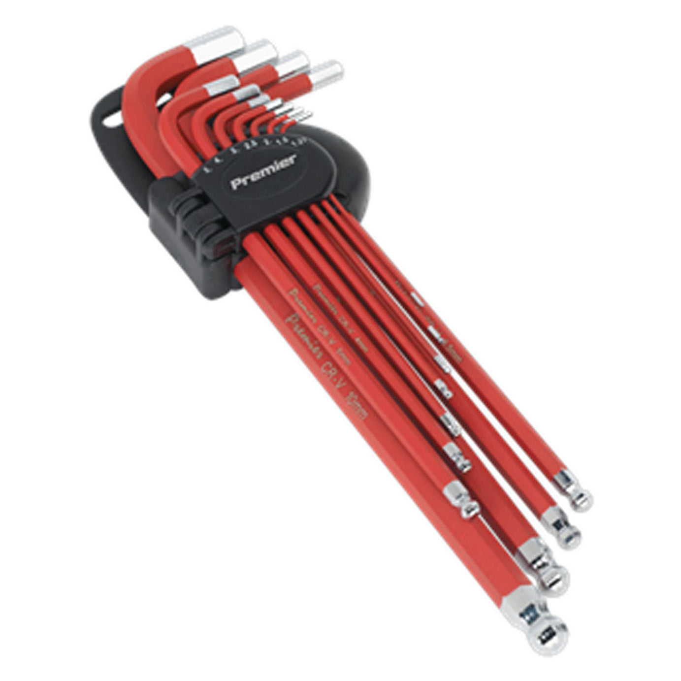 Sealey Ball-End Hex Key Set 11pc Anti-Slip Extra-Long Metric