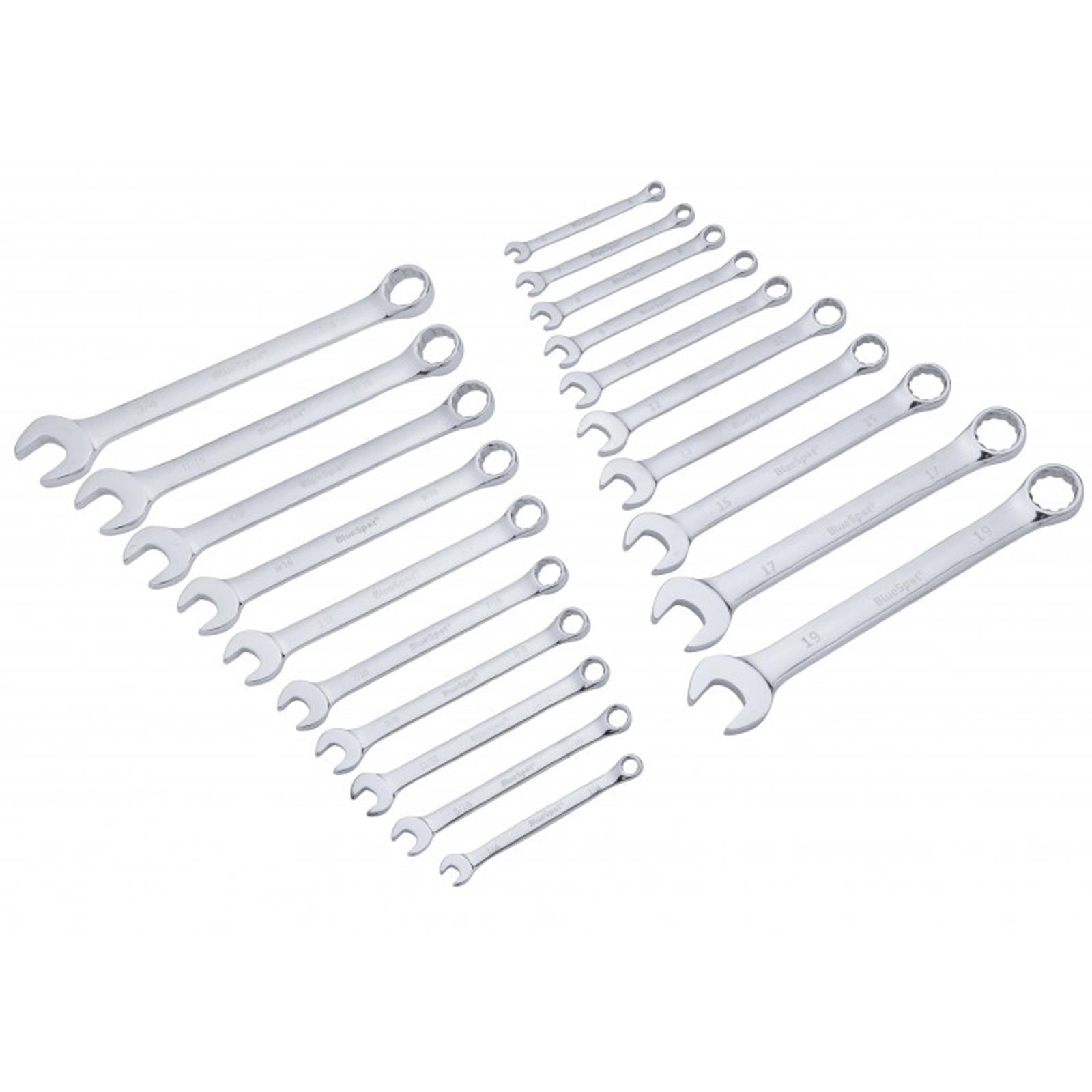 BlueSpot 32pc Assorted Spanner Set Imperial Metric Stubby Wrench 6-19mm Fully Polished