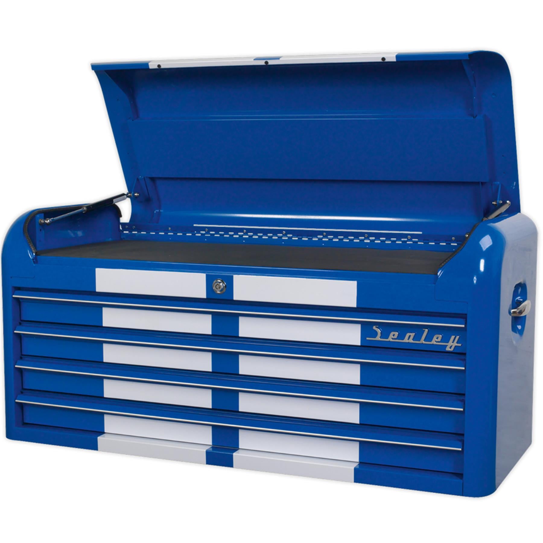 Sealey Topchest 4 Drawer Wide Retro Style - Blue with White Stripes