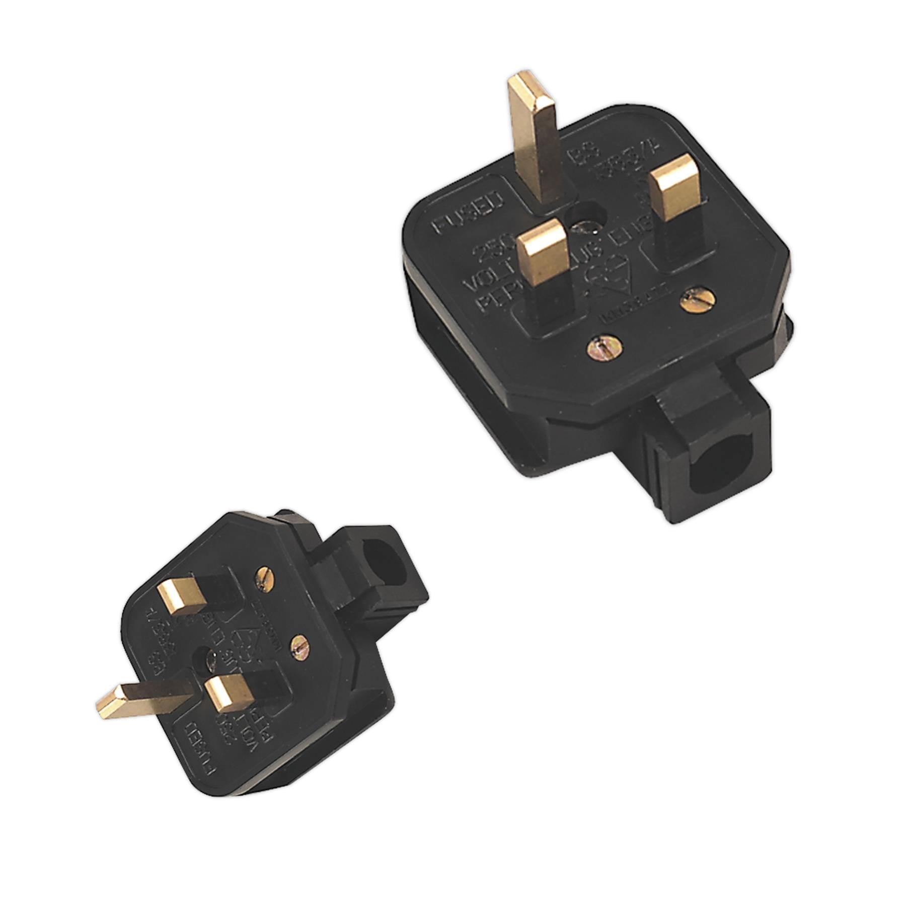 Rubber Plug Black 13A heavy-duty plug. PL/13/3S Sealey
