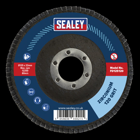 Sealey Flap Disc Zirconium �125mm �22mm Bore 120Grit