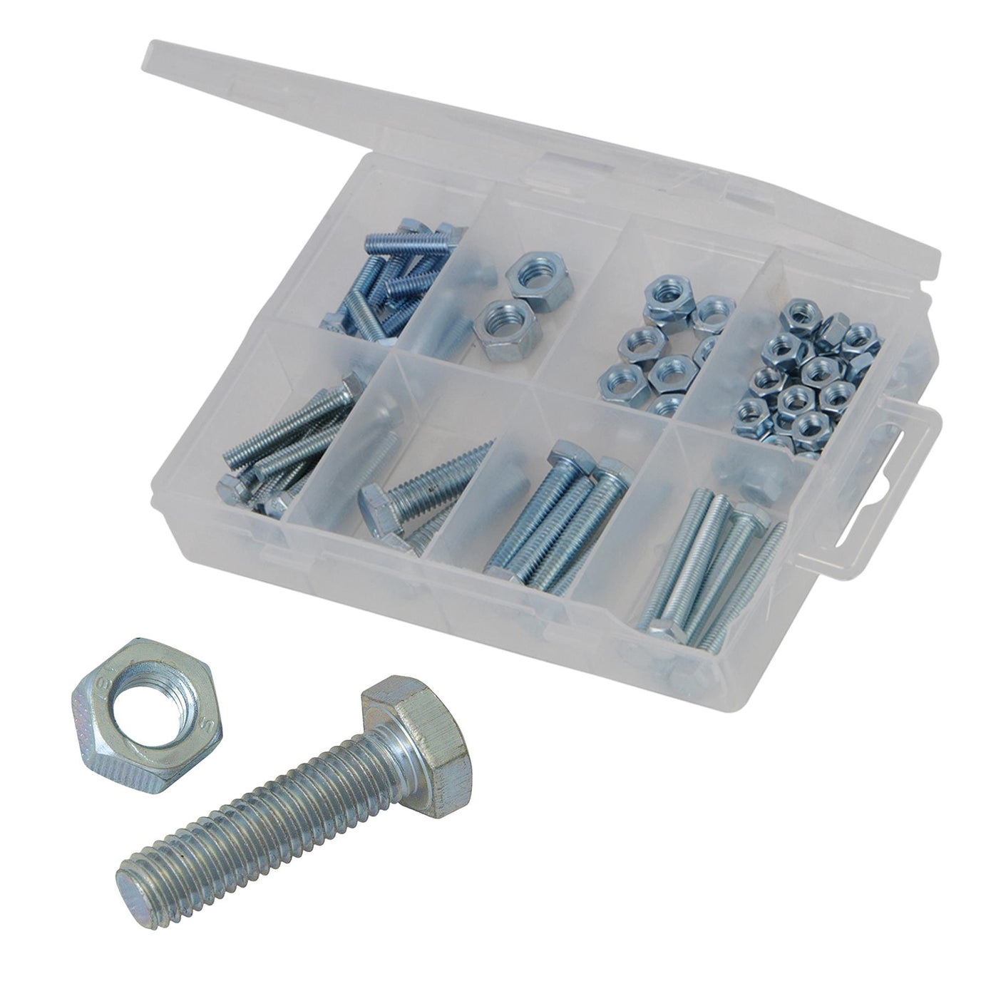 75Pce Hex Bolts & Nuts Pack Zinc-Plated For Corrosion Resistance Multipurpose