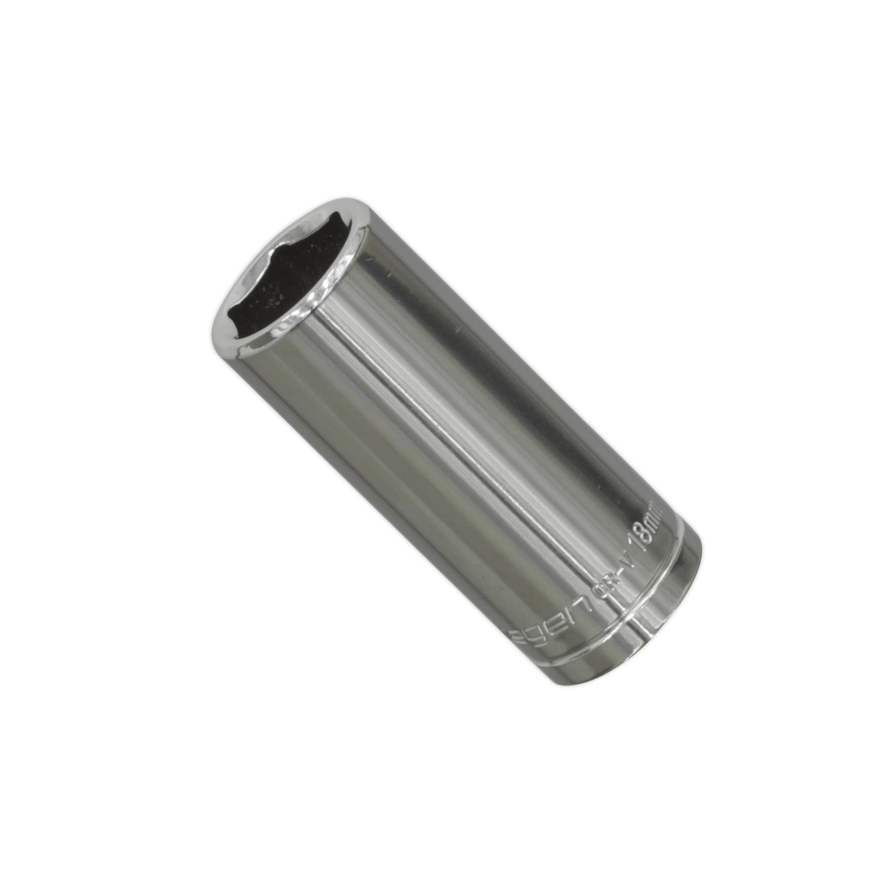 Sealey WallDrive® Socket 18mm Deep 3/8"Sq Drive Mirror Finished