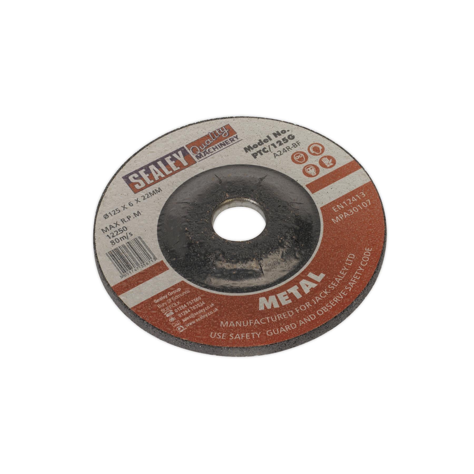 Sealey Grinding Disc 125 x 6mm 22mm Bore
