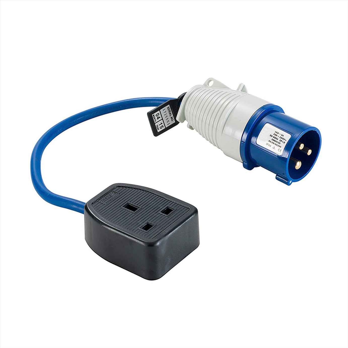 Defender Fly Lead Converter 16A - 13A 230V Single socket with 25cm cable