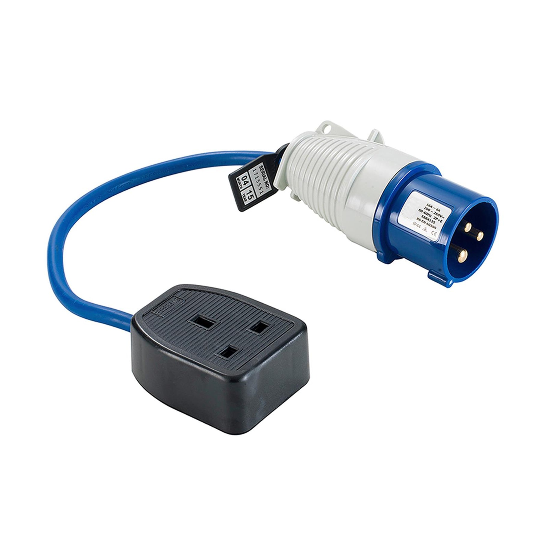 Defender Fly Lead Converter 16A - 13A 230V Single socket with 25cm cable