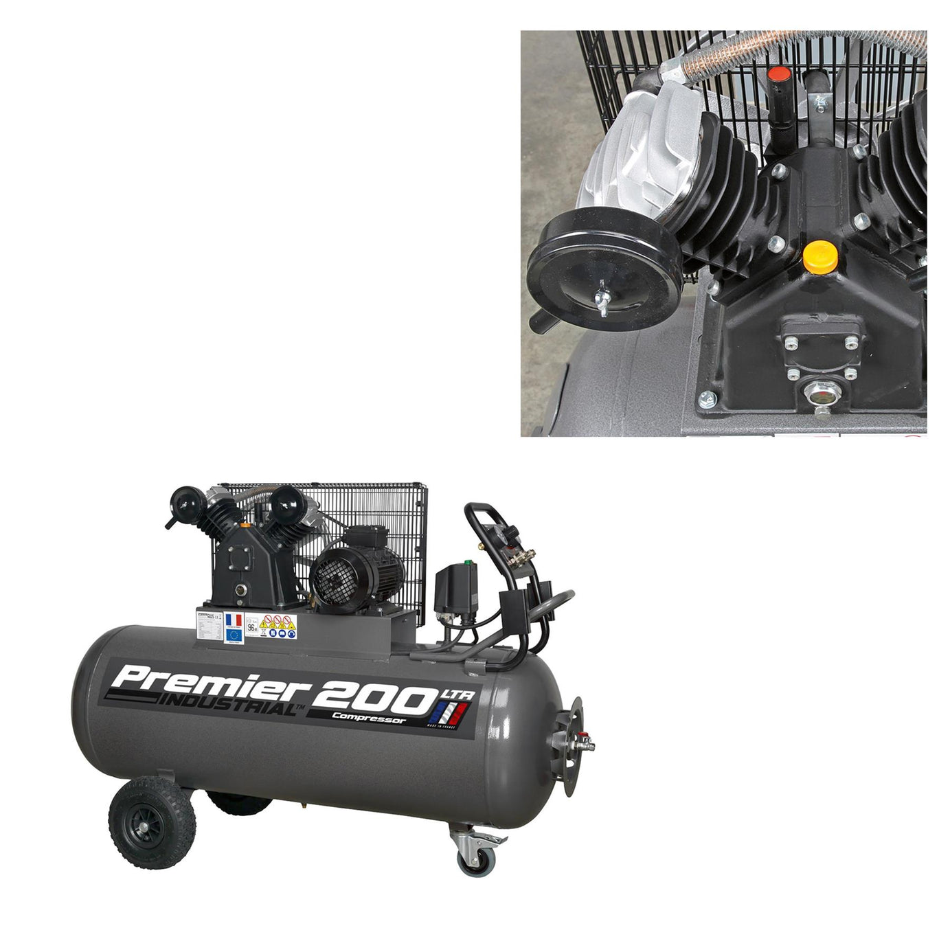Sealey Compressor 200L Belt Drive 3hp 415V 3ph